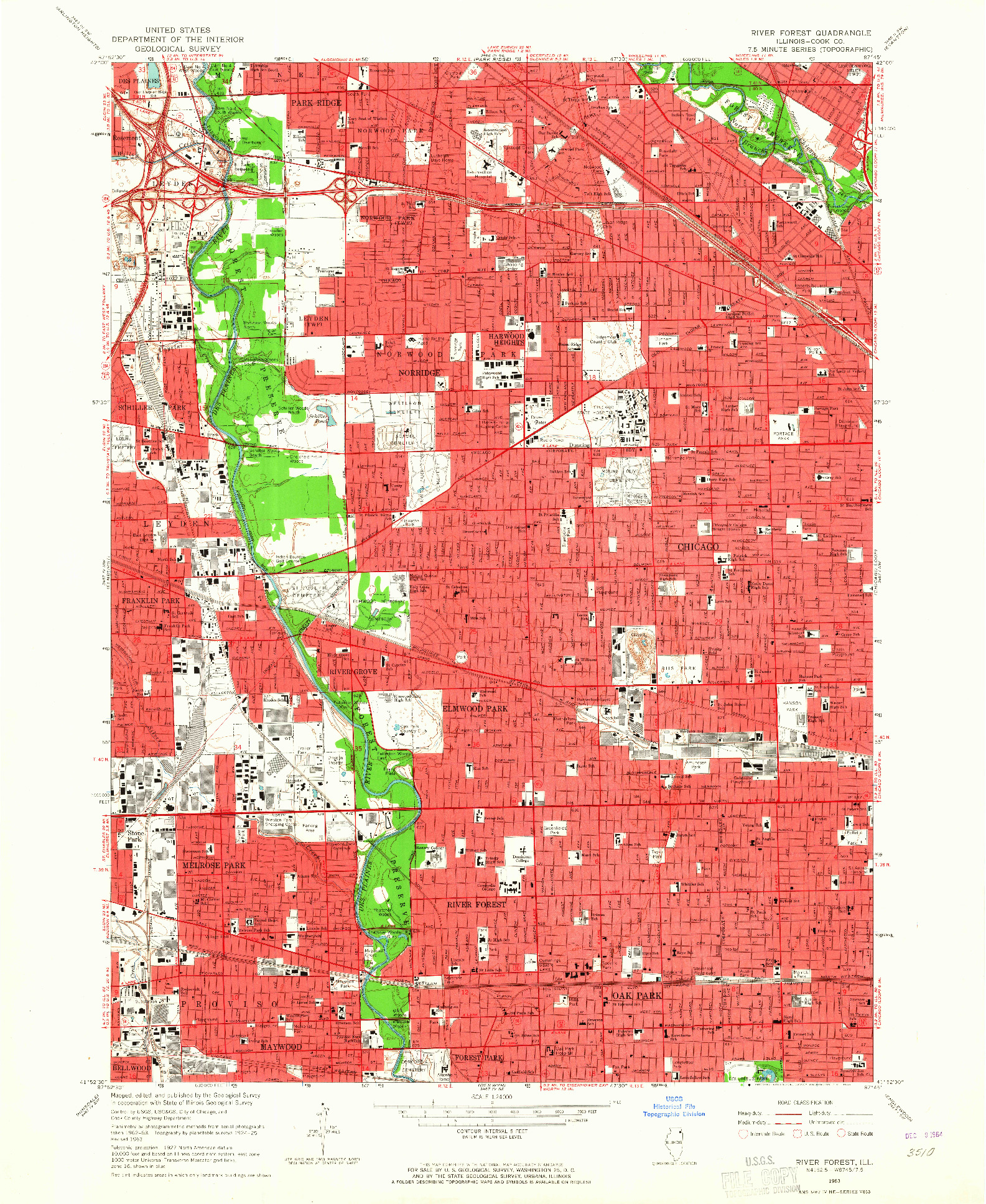 USGS 1:24000-SCALE QUADRANGLE FOR RIVER FOREST, IL 1963