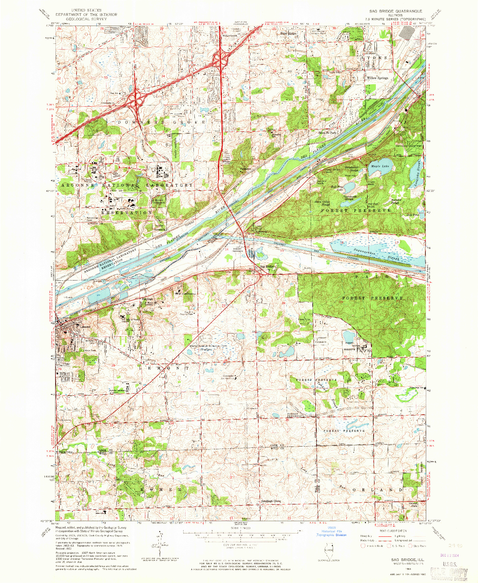 USGS 1:24000-SCALE QUADRANGLE FOR SAG BRIDGE, IL 1963