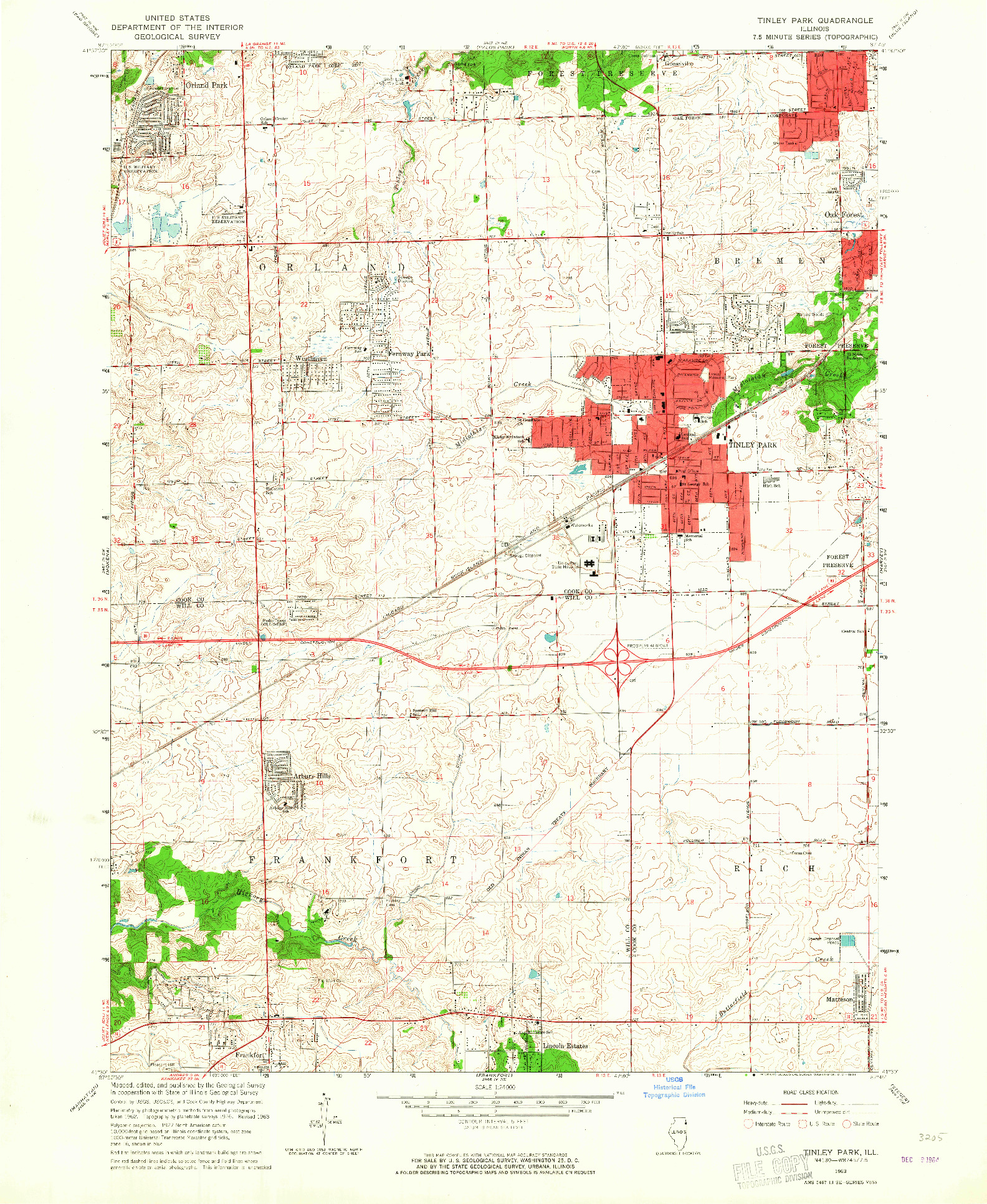 USGS 1:24000-SCALE QUADRANGLE FOR TINLEY PARK, IL 1963