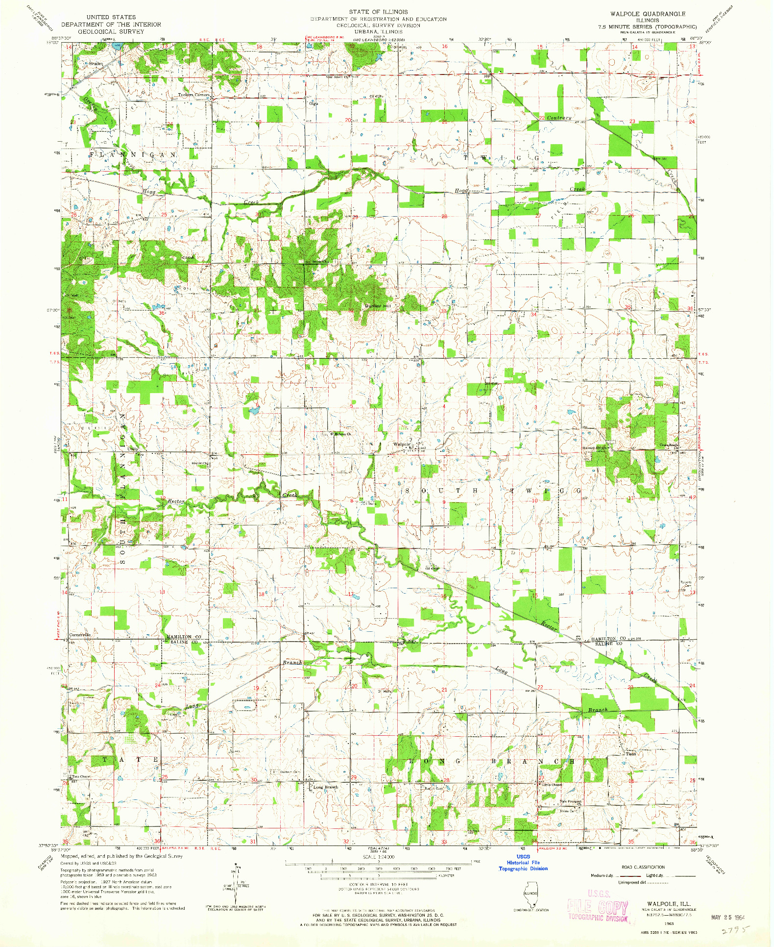 USGS 1:24000-SCALE QUADRANGLE FOR WALPOLE, IL 1963