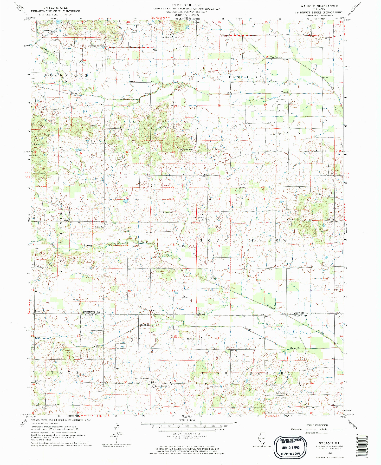 USGS 1:24000-SCALE QUADRANGLE FOR WALPOLE, IL 1963