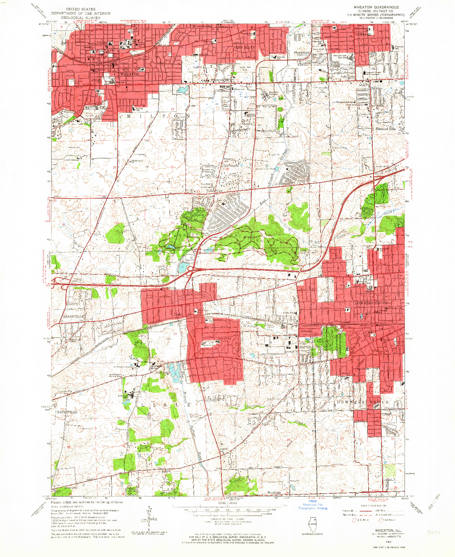 USGS 1:24000-SCALE QUADRANGLE FOR WHEATON, IL 1962