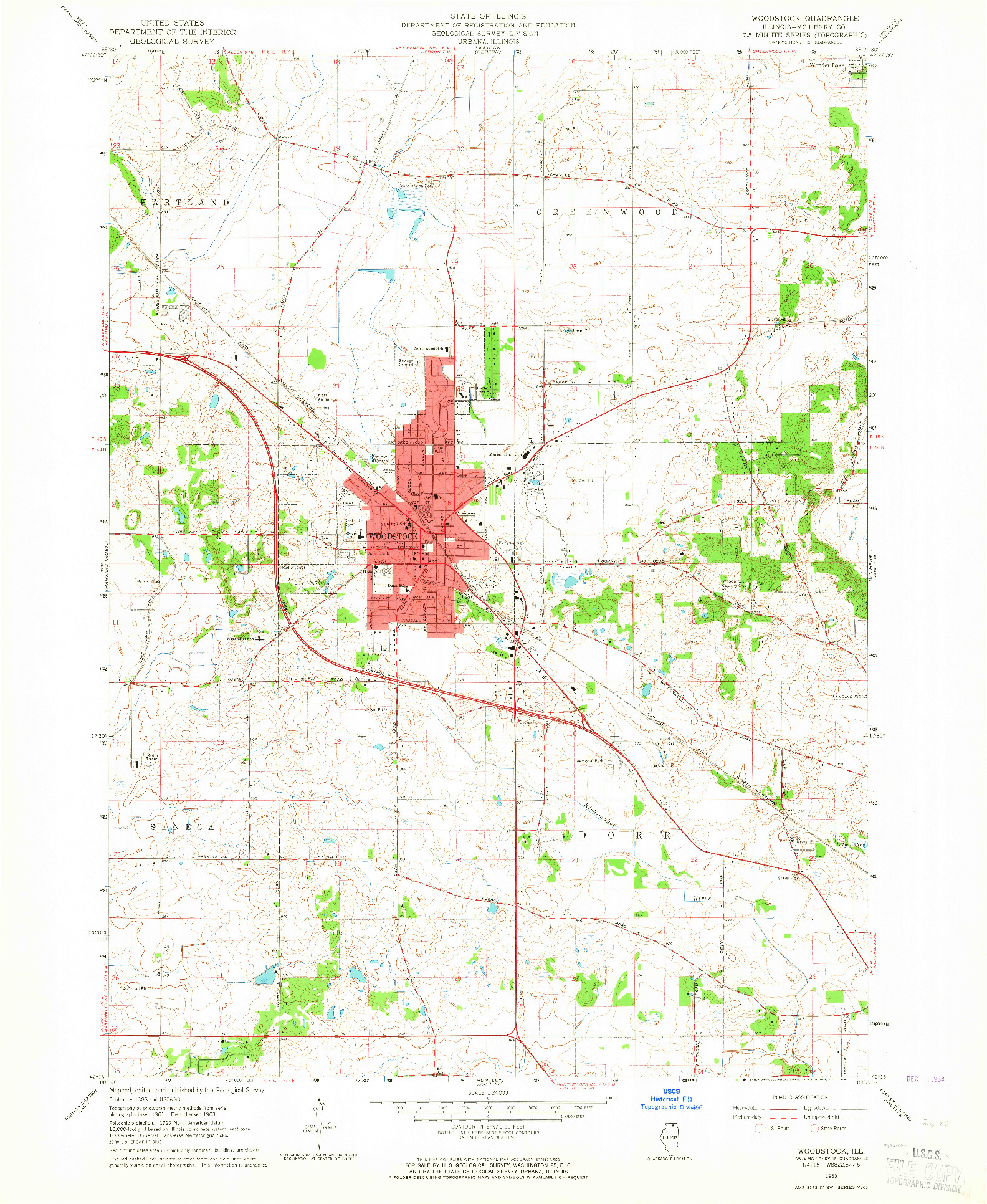 USGS 1:24000-SCALE QUADRANGLE FOR WOODSTOCK, IL 1963