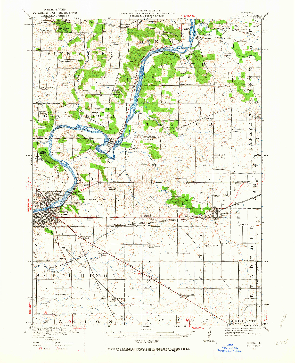 USGS 1:62500-SCALE QUADRANGLE FOR DIXON, IL 1950