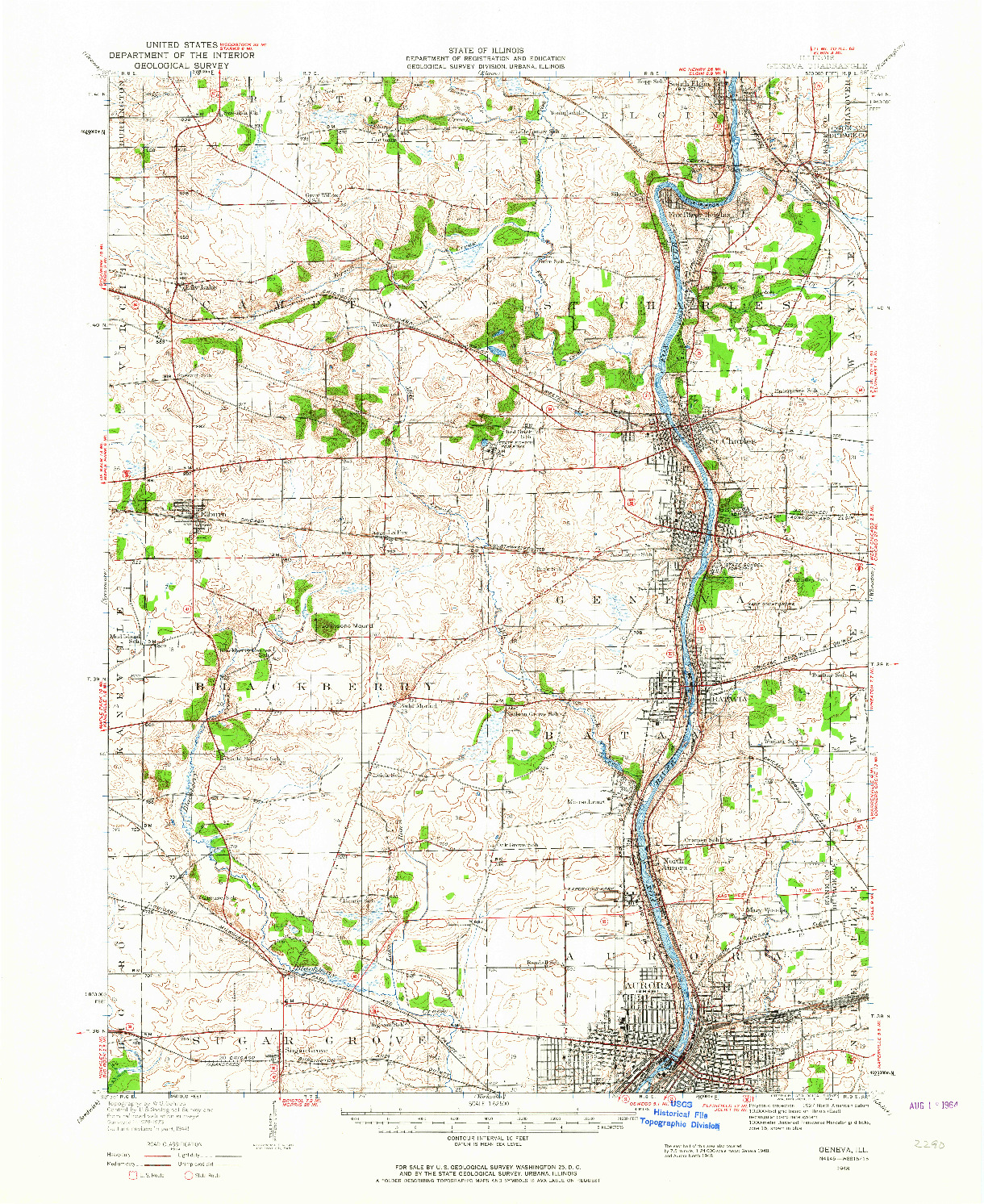 USGS 1:62500-SCALE QUADRANGLE FOR GENEVA, IL 1948