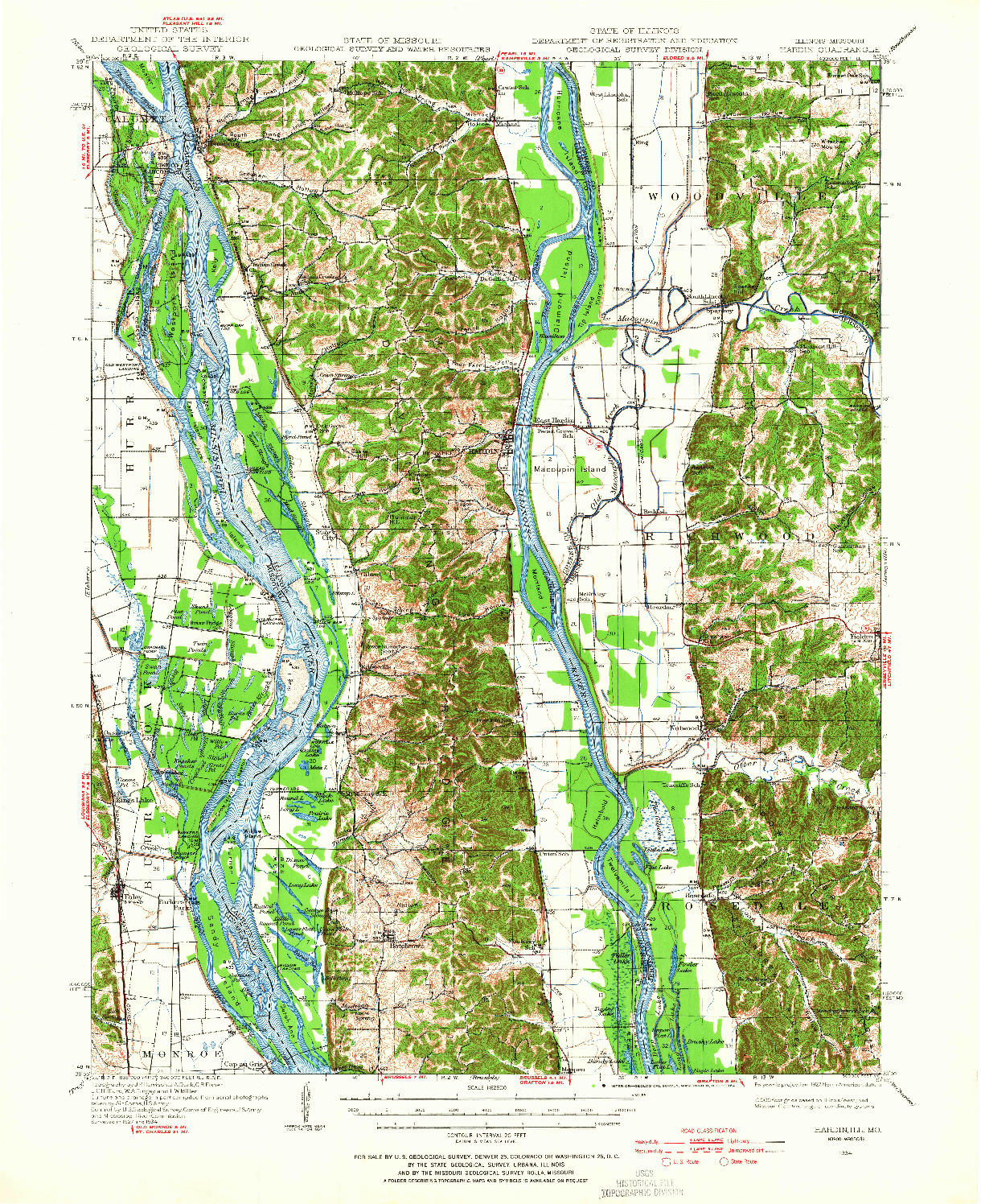 USGS 1:62500-SCALE QUADRANGLE FOR HARDIN, IL 1934