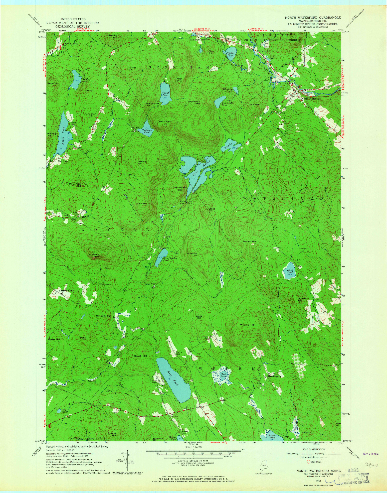 USGS 1:24000-SCALE QUADRANGLE FOR NORTH WATERFORD, ME 1963