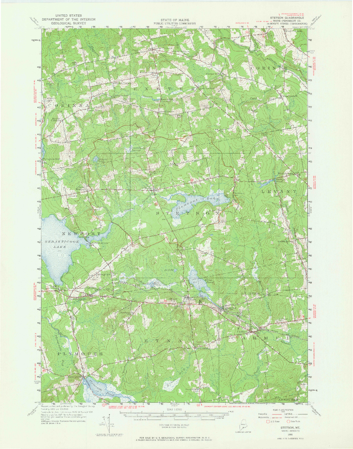 USGS 1:62500-SCALE QUADRANGLE FOR STETSON, ME 1955