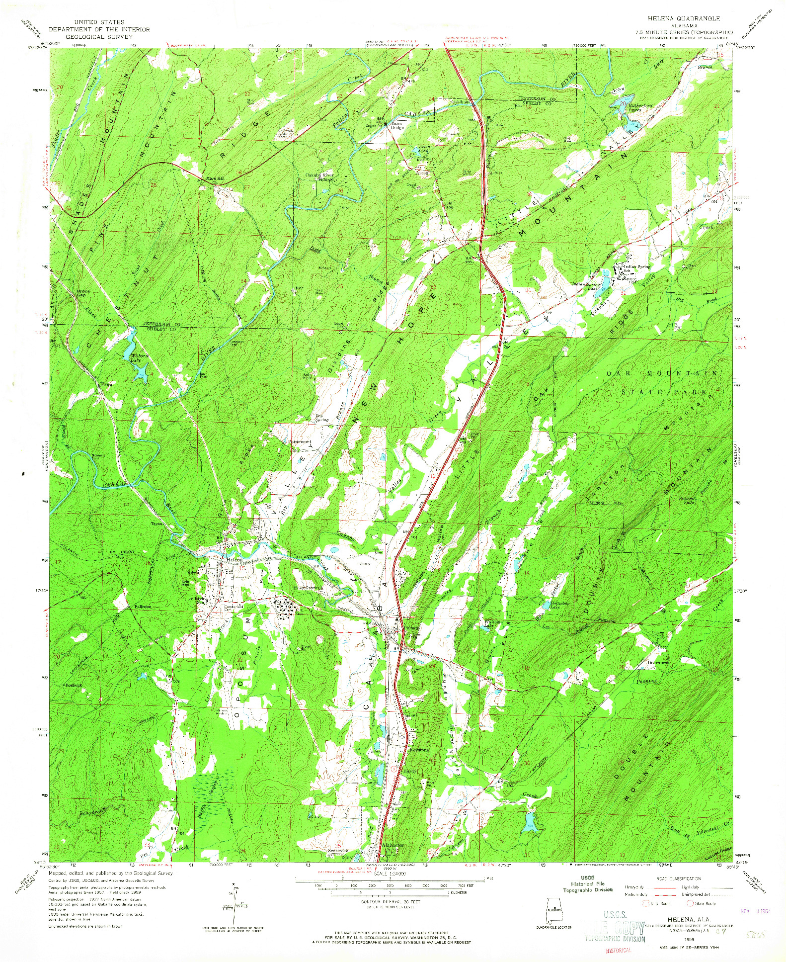 USGS 1:24000-SCALE QUADRANGLE FOR HELENA, AL 1959