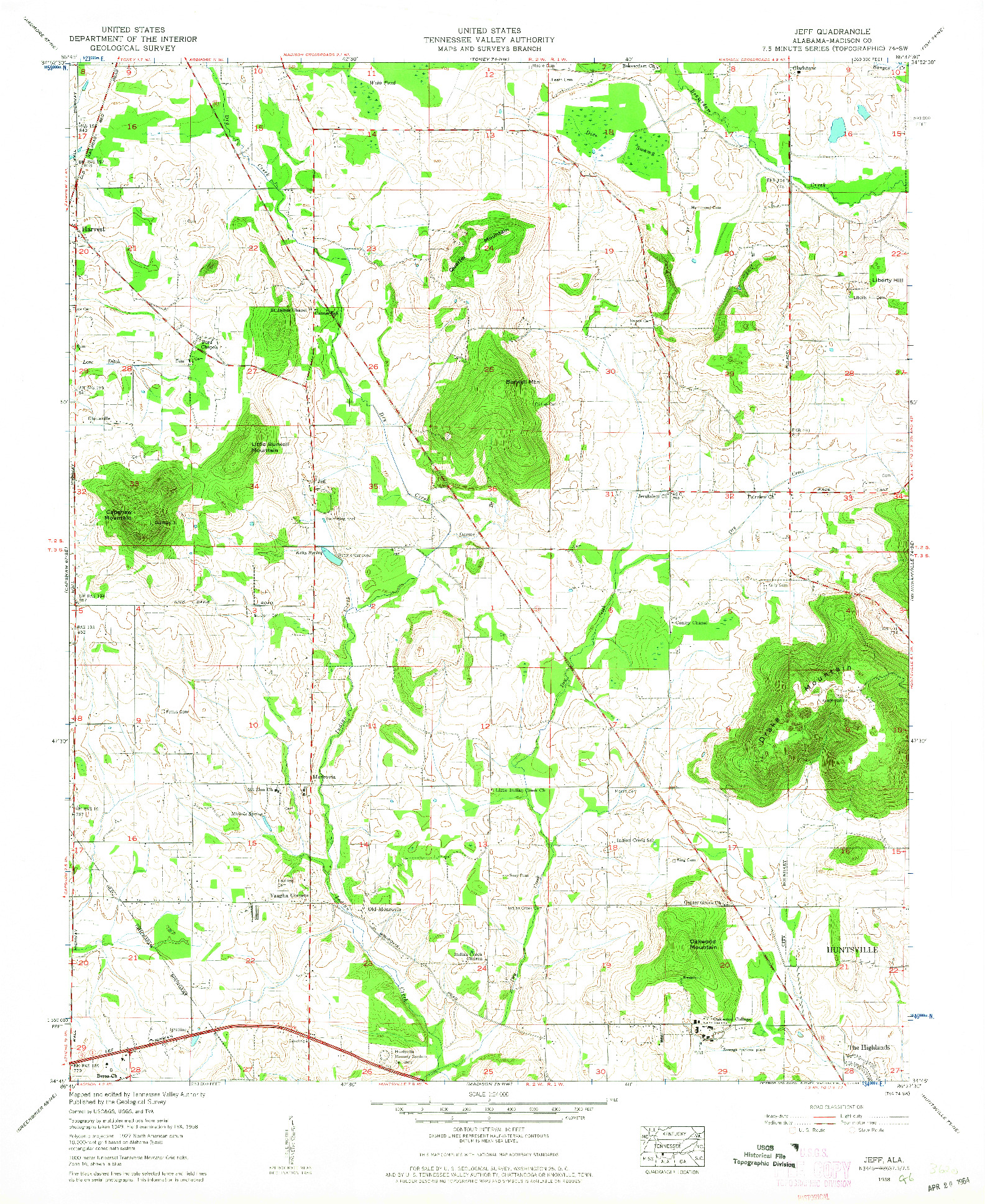 USGS 1:24000-SCALE QUADRANGLE FOR JEFF, AL 1958