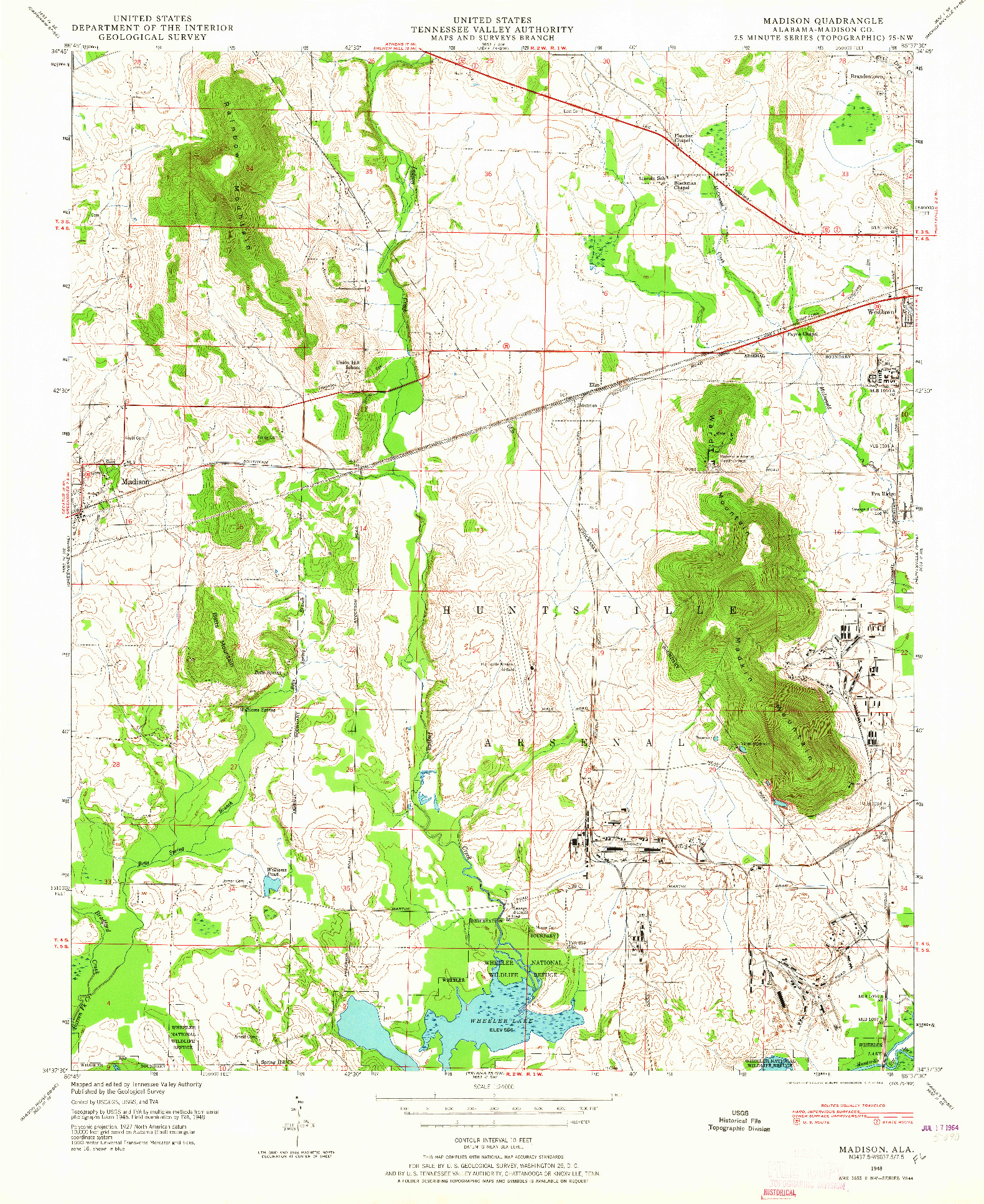 USGS 1:24000-SCALE QUADRANGLE FOR MADISON, AL 1948