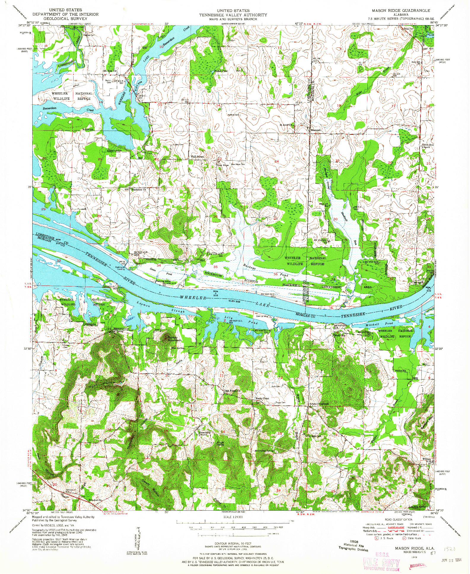 USGS 1:24000-SCALE QUADRANGLE FOR MASON RIDGE, AL 1949