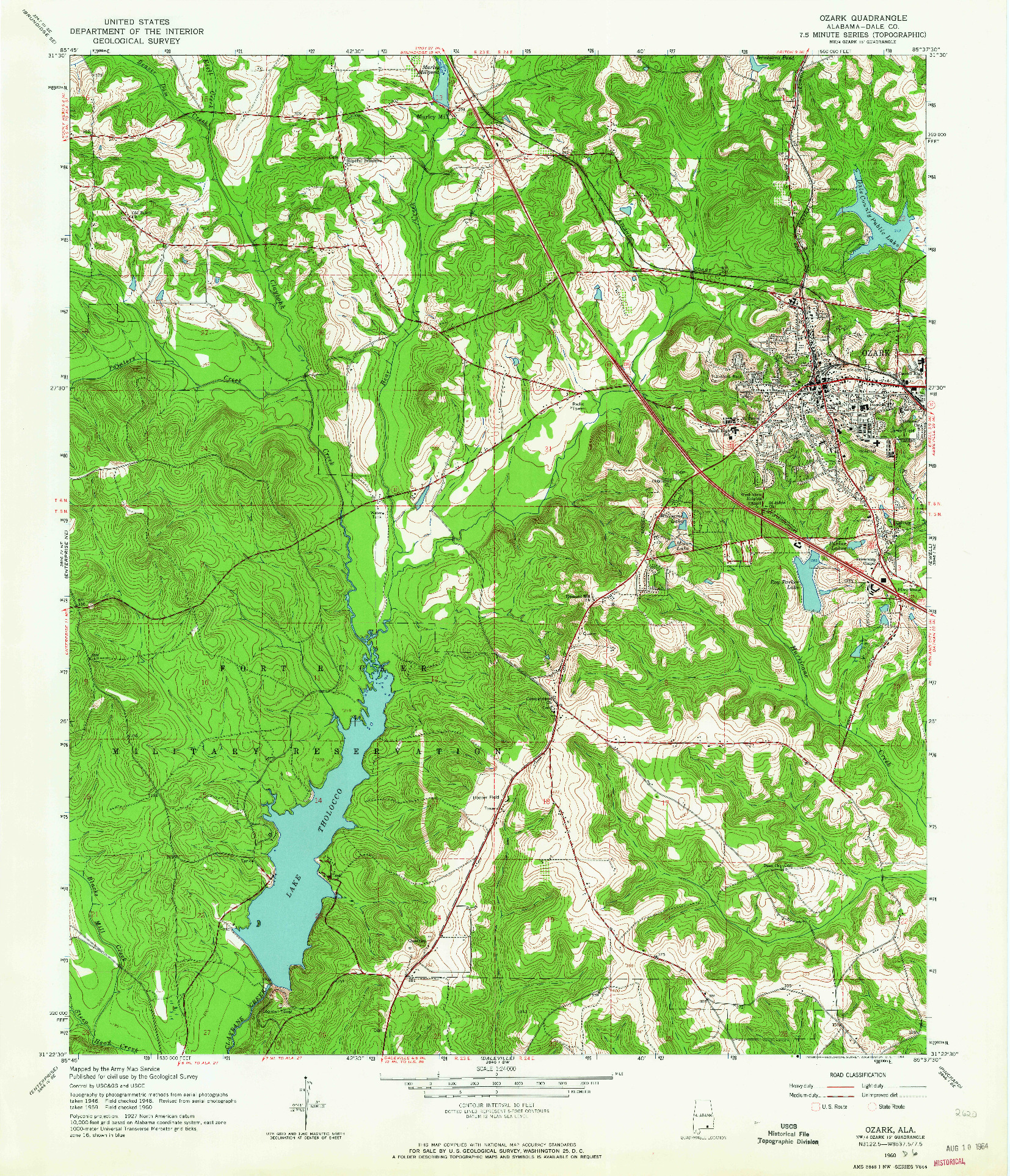 USGS 1:24000-SCALE QUADRANGLE FOR OZARK, AL 1960