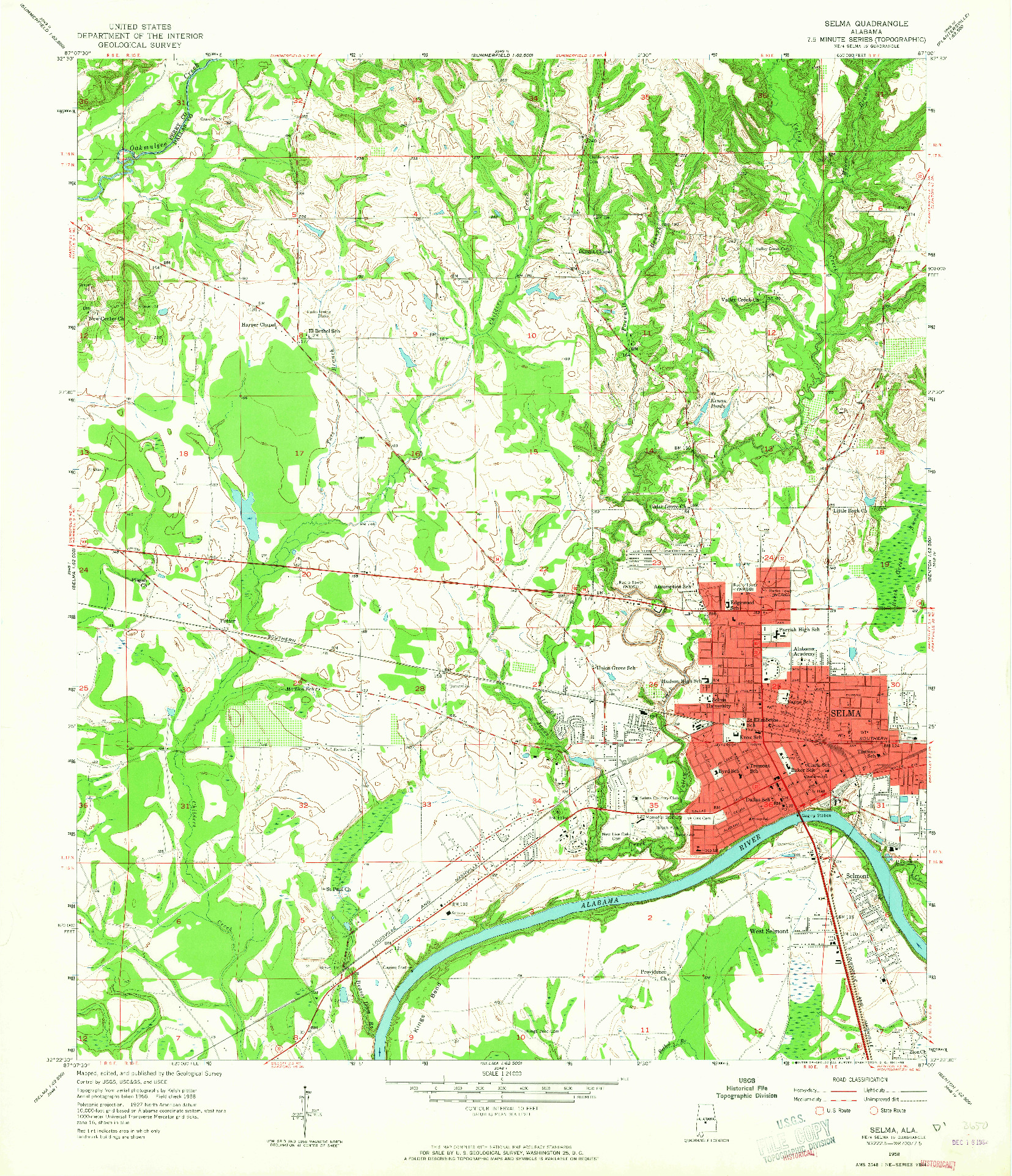 USGS 1:24000-SCALE QUADRANGLE FOR SELMA, AL 1958
