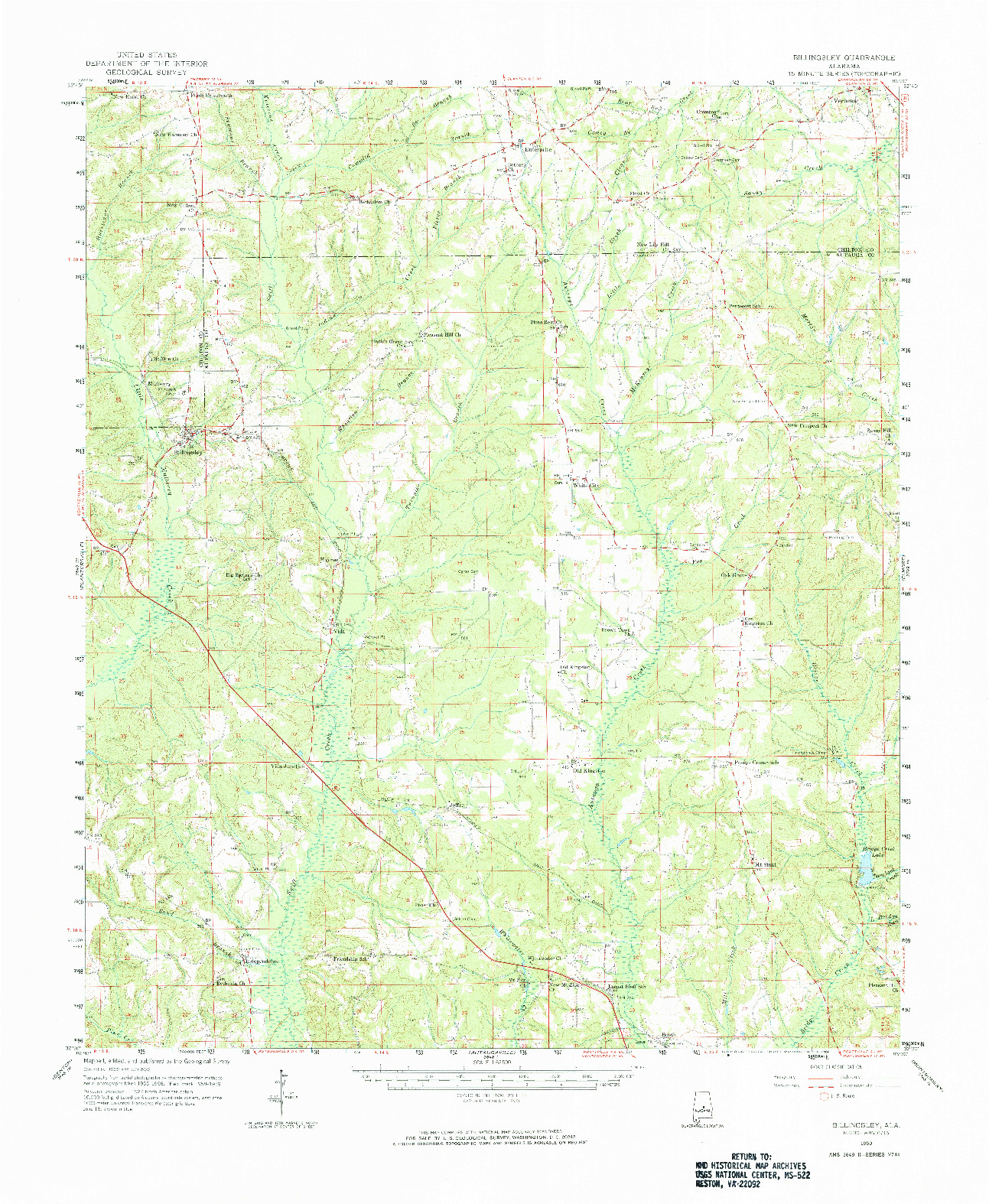 USGS 1:62500-SCALE QUADRANGLE FOR BILLINGSLEY, AL 1959