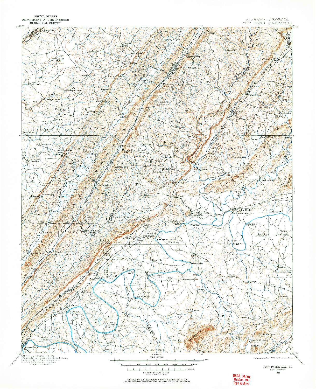 USGS 1:125000-SCALE QUADRANGLE FOR FORT PAYNE, AL 1898