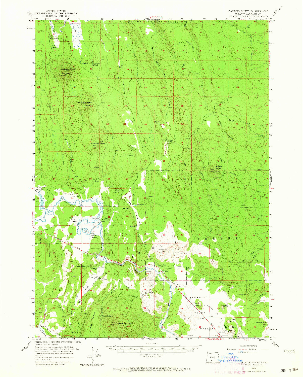USGS 1:62500-SCALE QUADRANGLE FOR CALIMUS BUTTE, OR 1956