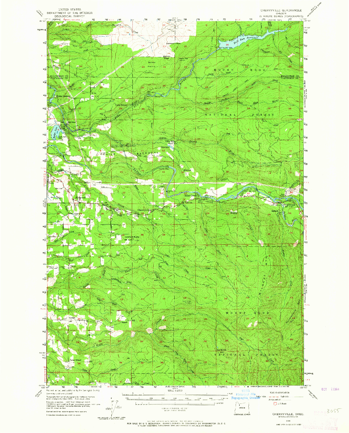 USGS 1:62500-SCALE QUADRANGLE FOR CHERRYVILLE, OR 1955