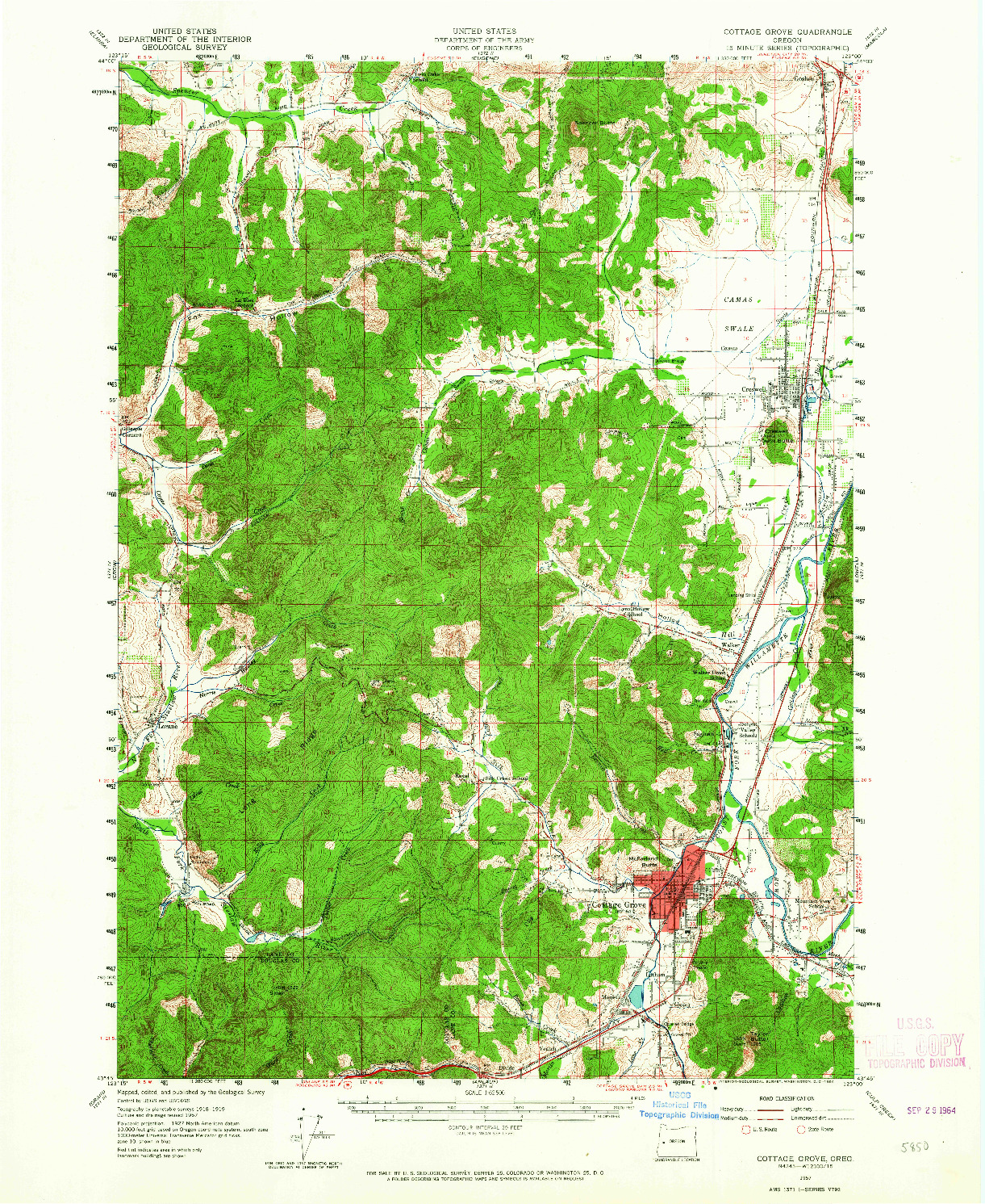 USGS 1:62500-SCALE QUADRANGLE FOR COTTAGE GROVE, OR 1957