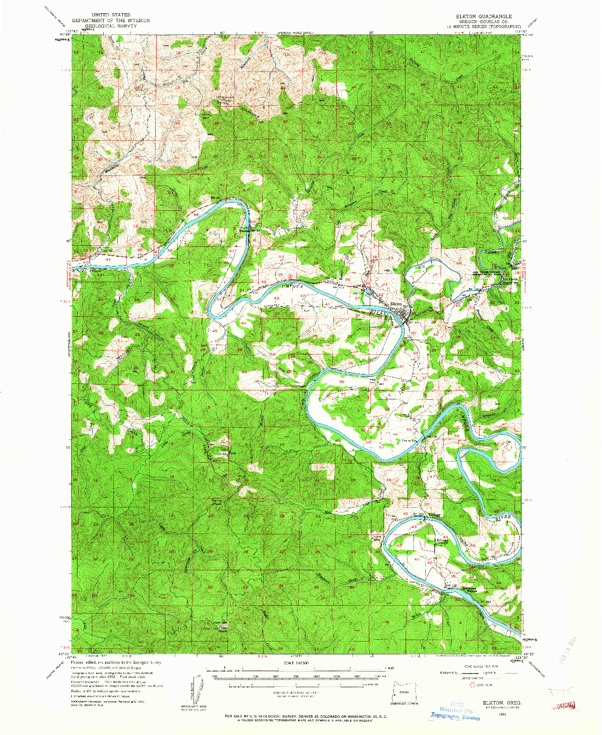 USGS 1:62500-SCALE QUADRANGLE FOR ELKTON, OR 1955