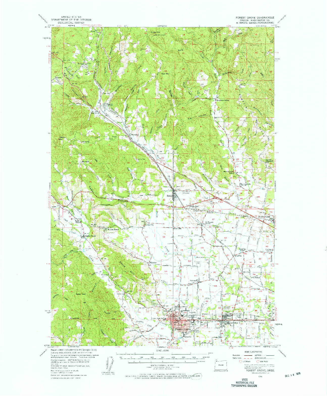 USGS 1:62500-SCALE QUADRANGLE FOR FOREST GROVE, OR 1956