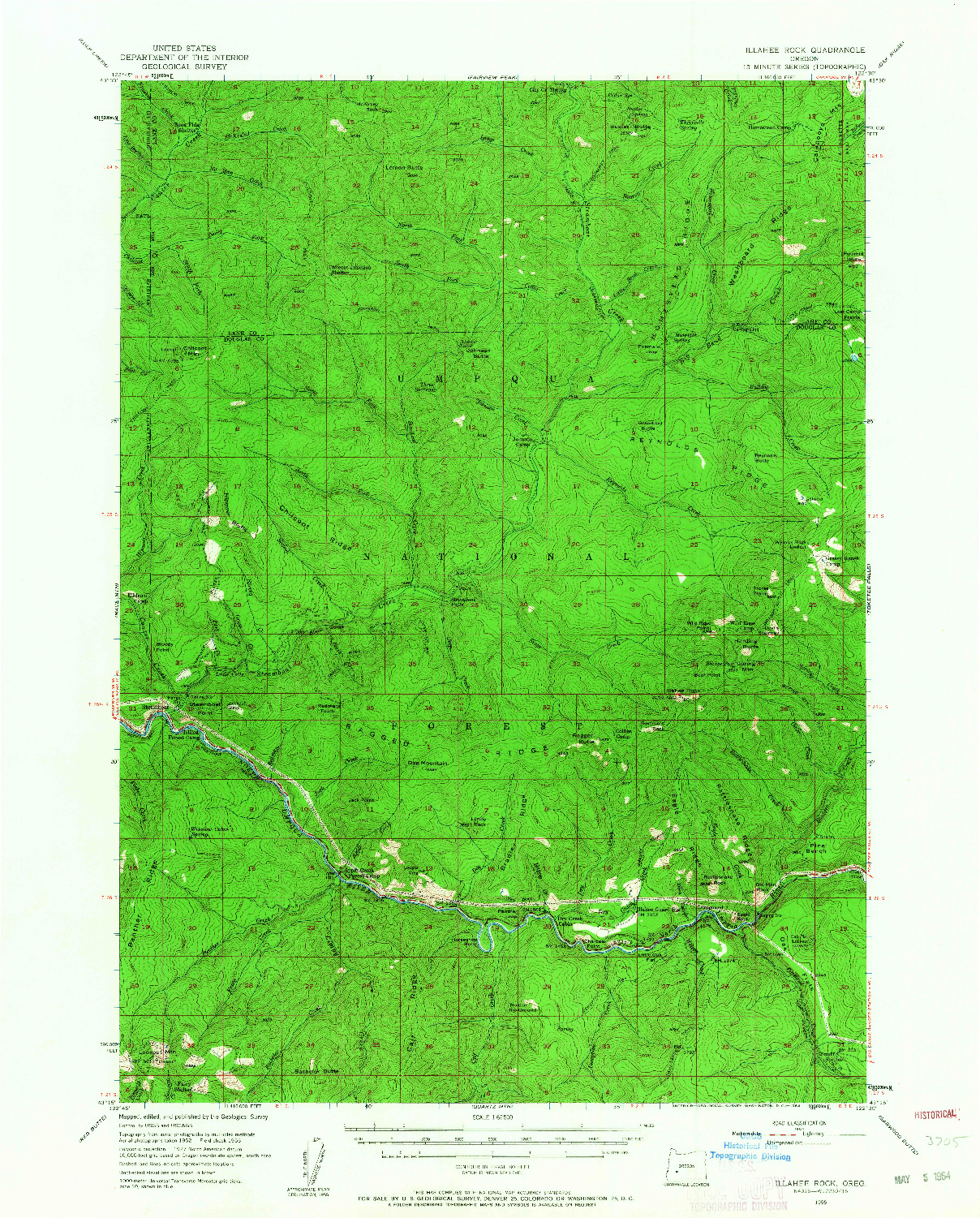 USGS 1:62500-SCALE QUADRANGLE FOR ILLAHEE ROCK, OR 1955