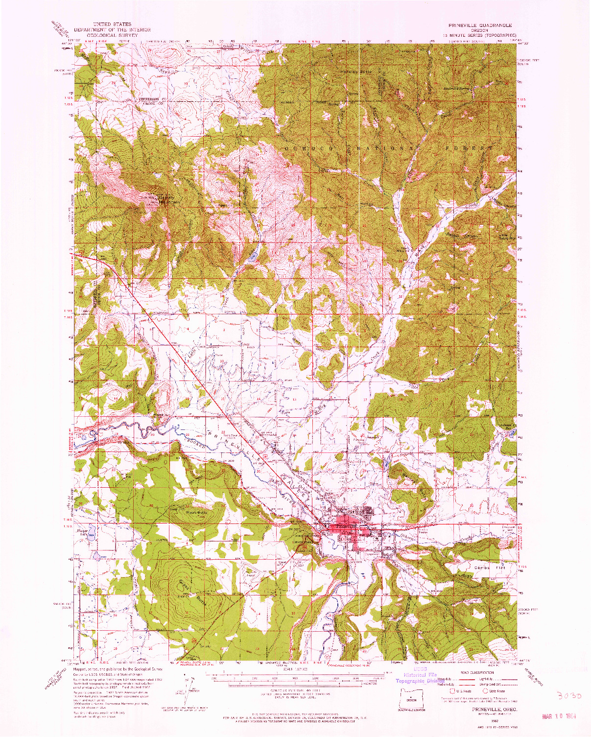 USGS 1:62500-SCALE QUADRANGLE FOR PRINEVILLE, OR 1962