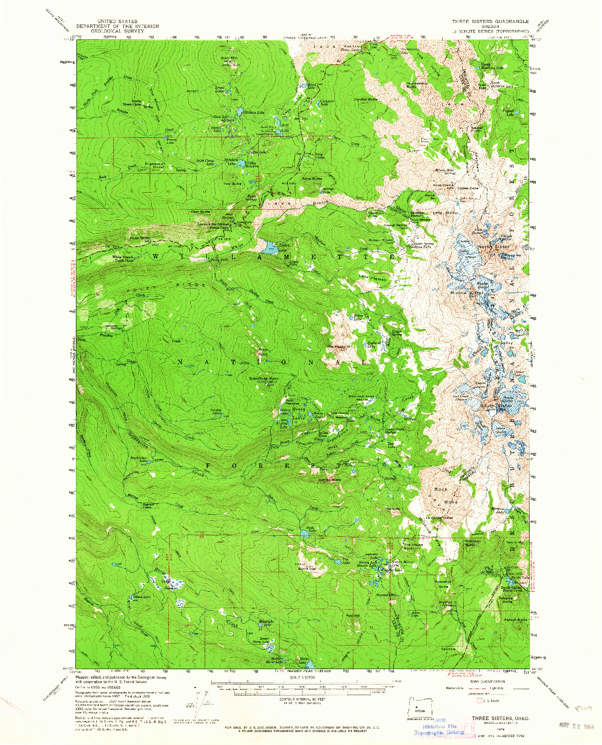 USGS 1:62500-SCALE QUADRANGLE FOR THREE SISTERS, OR 1959