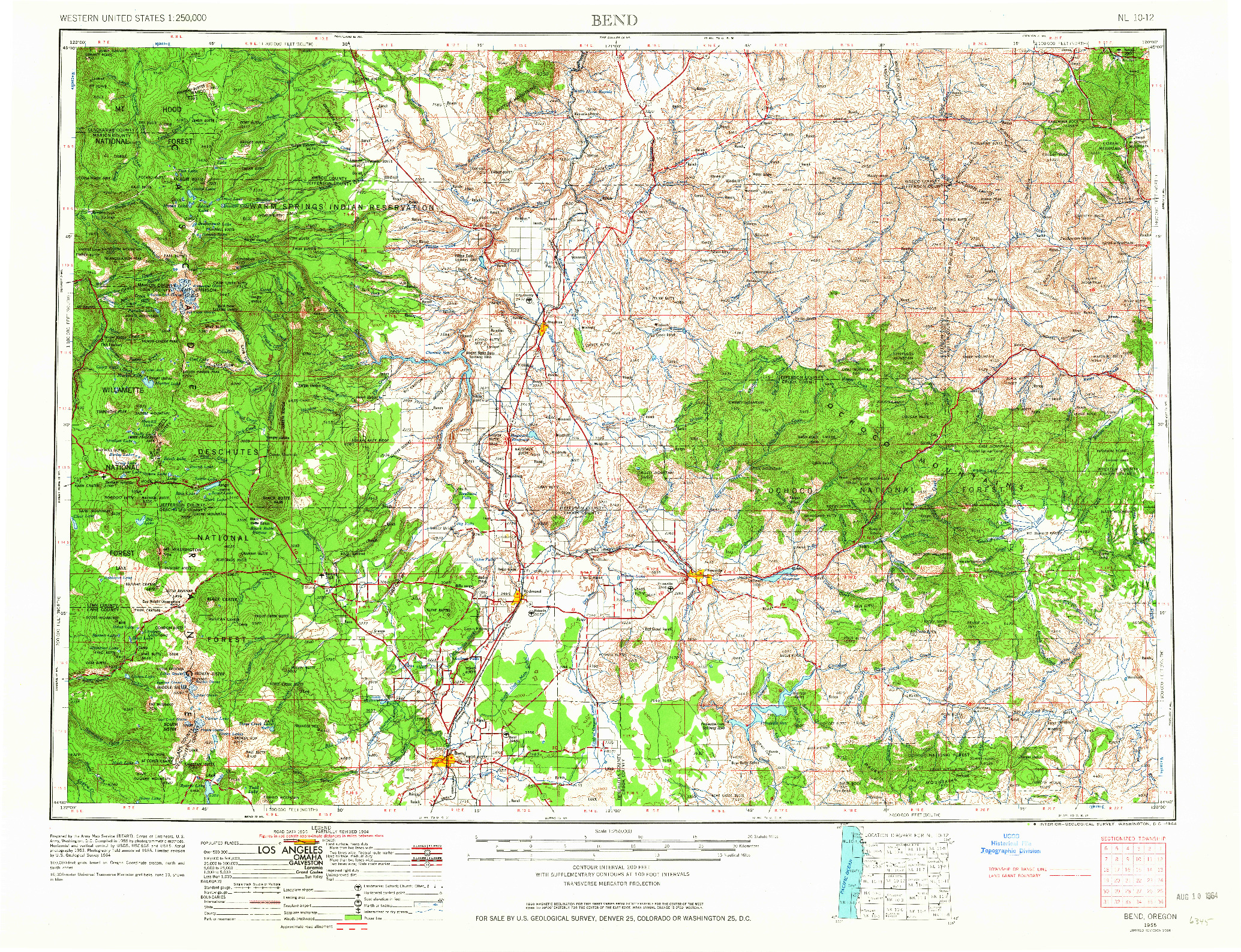 USGS 1:250000-SCALE QUADRANGLE FOR BEND, OR 1955