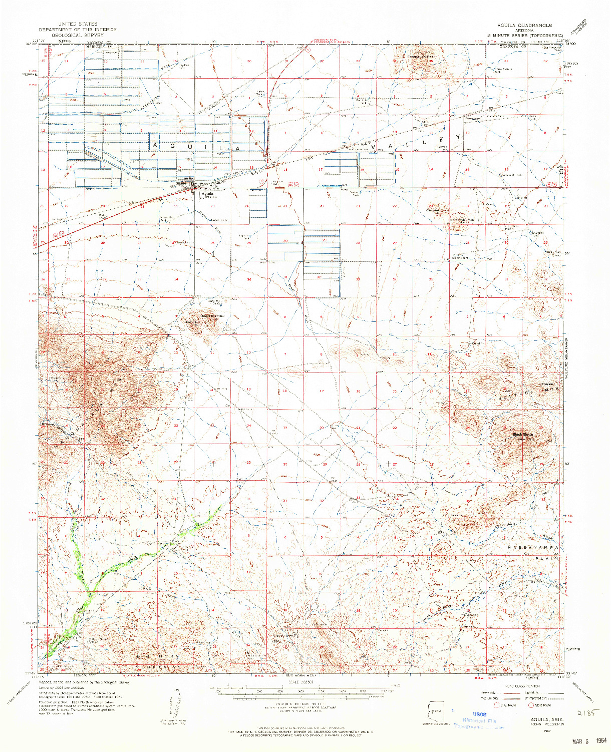 USGS 1:62500-SCALE QUADRANGLE FOR AGUILA, AZ 1962
