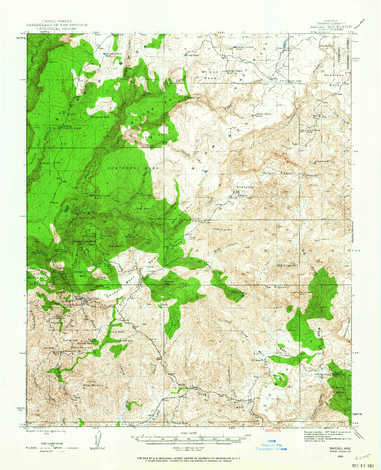 USGS 1:62500-SCALE QUADRANGLE FOR BAGDAD, AZ 1945