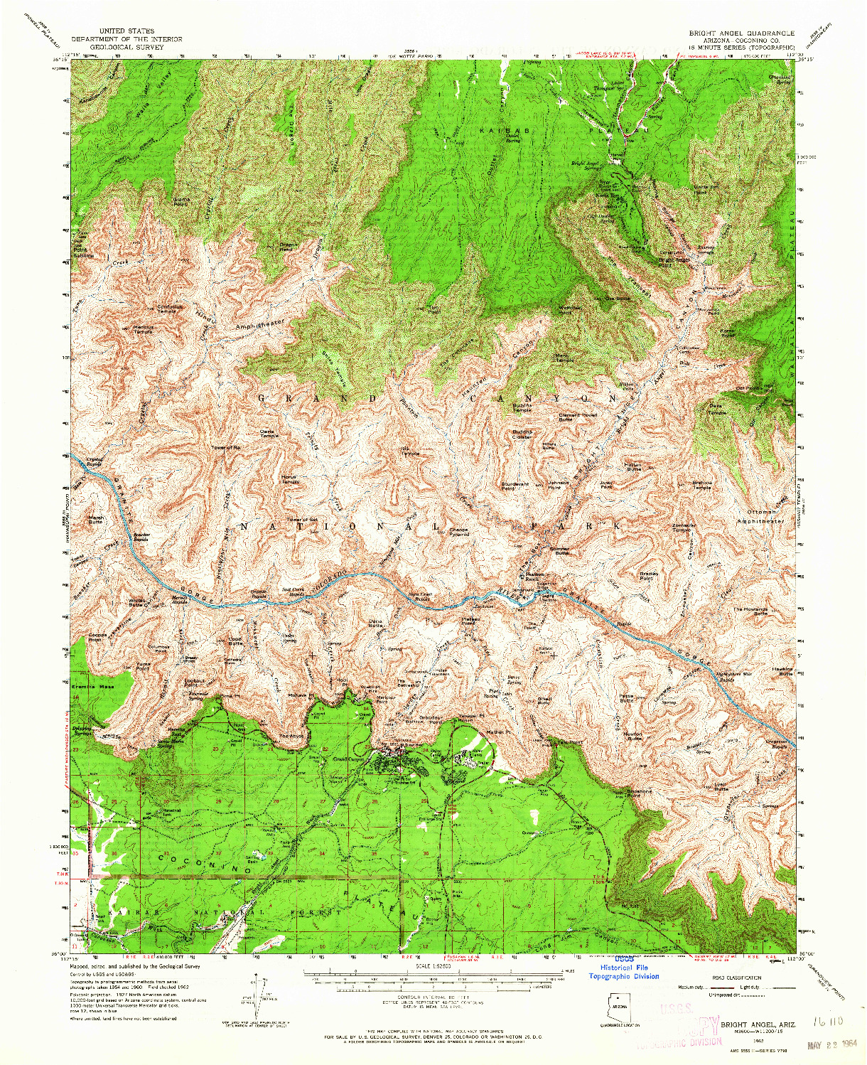 USGS 1:62500-SCALE QUADRANGLE FOR BRIGHT ANGEL, AZ 1962