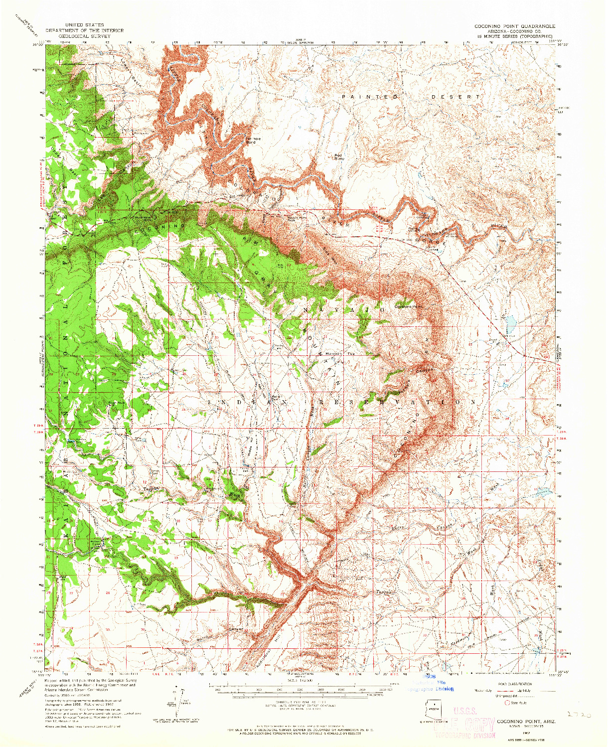 USGS 1:62500-SCALE QUADRANGLE FOR COCONINO POINT, AZ 1962