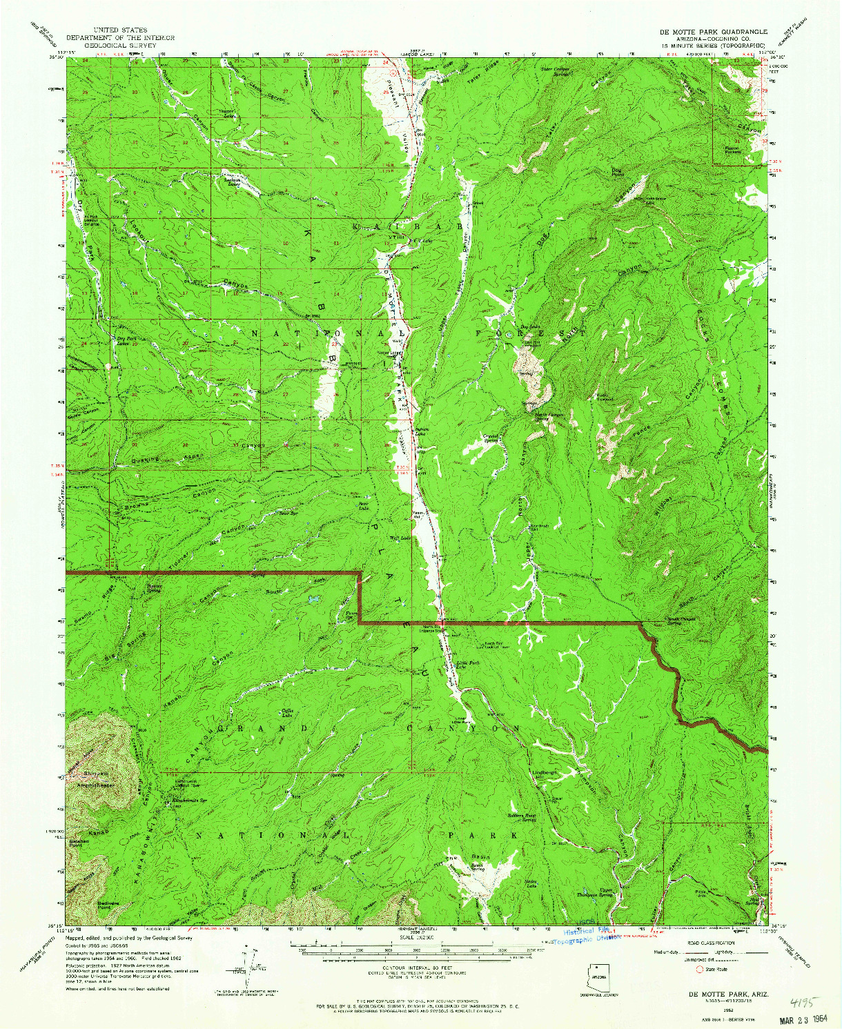 USGS 1:62500-SCALE QUADRANGLE FOR DE MOTTE PARK, AZ 1962