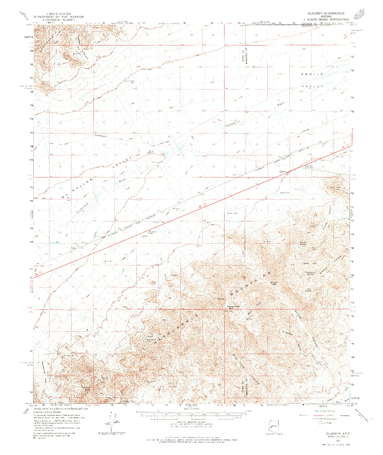 USGS 1:62500-SCALE QUADRANGLE FOR GLADDEN, AZ 1961
