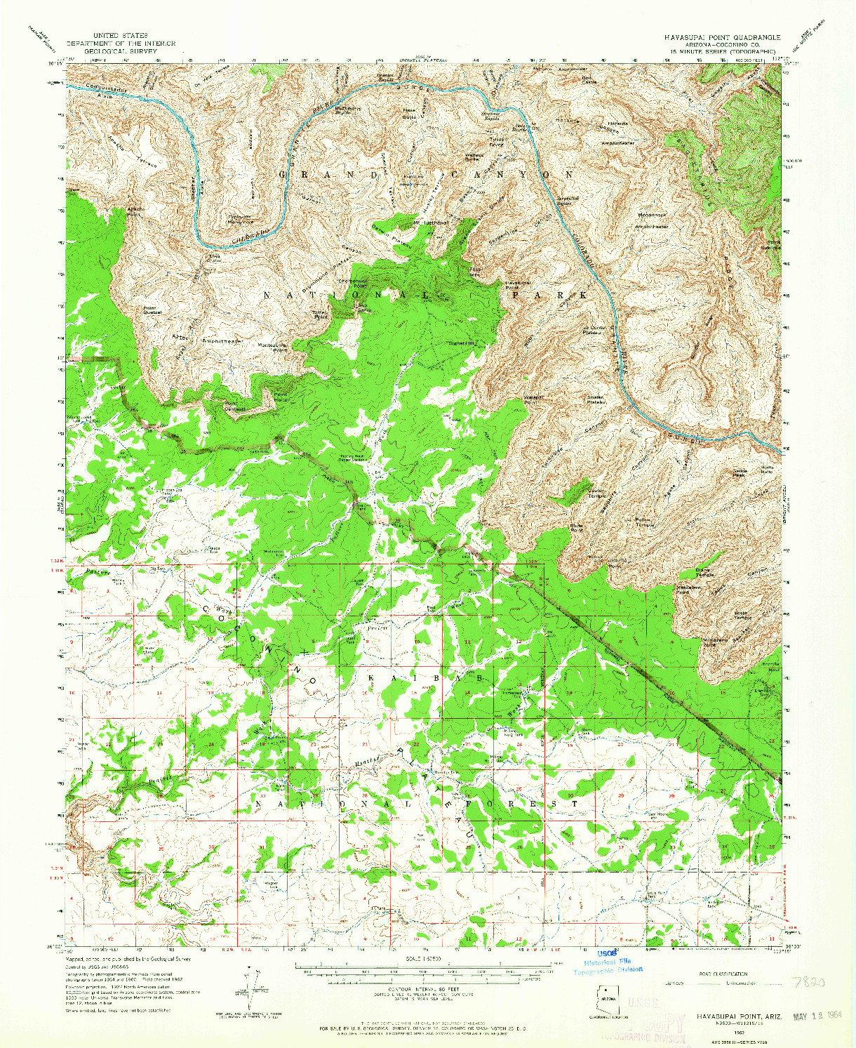 USGS 1:62500-SCALE QUADRANGLE FOR HAVASUPAI POINT, AZ 1962