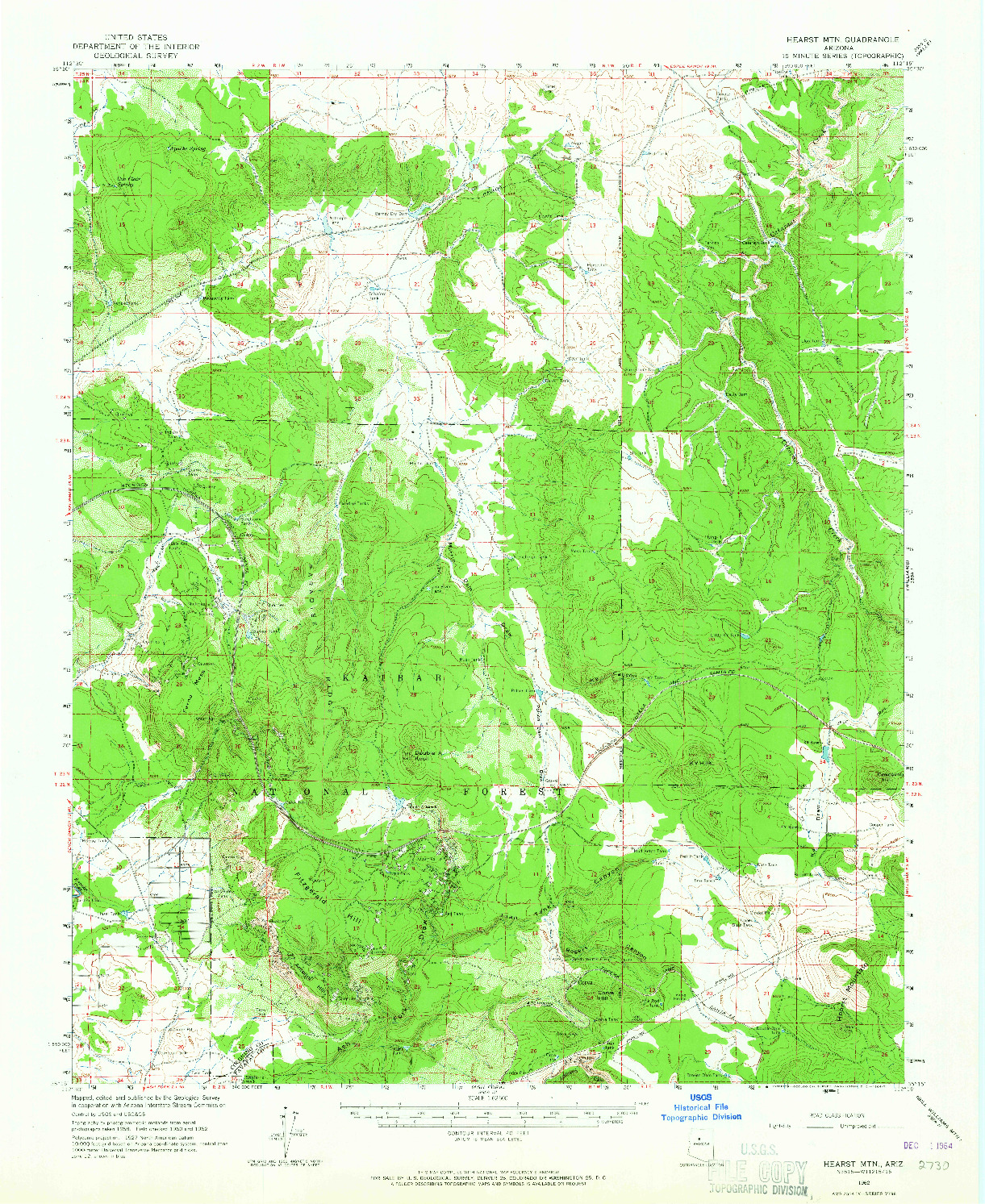 USGS 1:62500-SCALE QUADRANGLE FOR HEARST MTN., AZ 1962