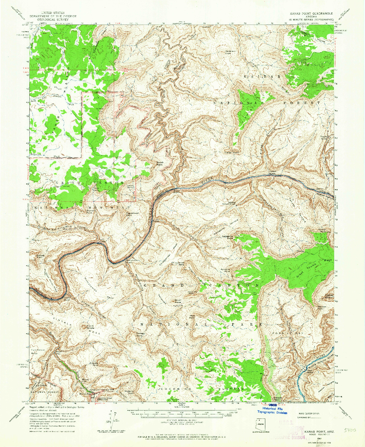 USGS 1:62500-SCALE QUADRANGLE FOR KANAB POINT, AZ 1962