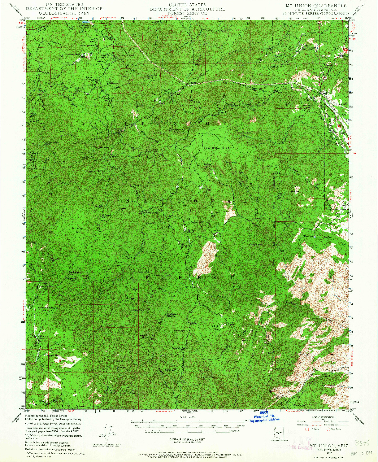USGS 1:62500-SCALE QUADRANGLE FOR MT. UNION, AZ 1947