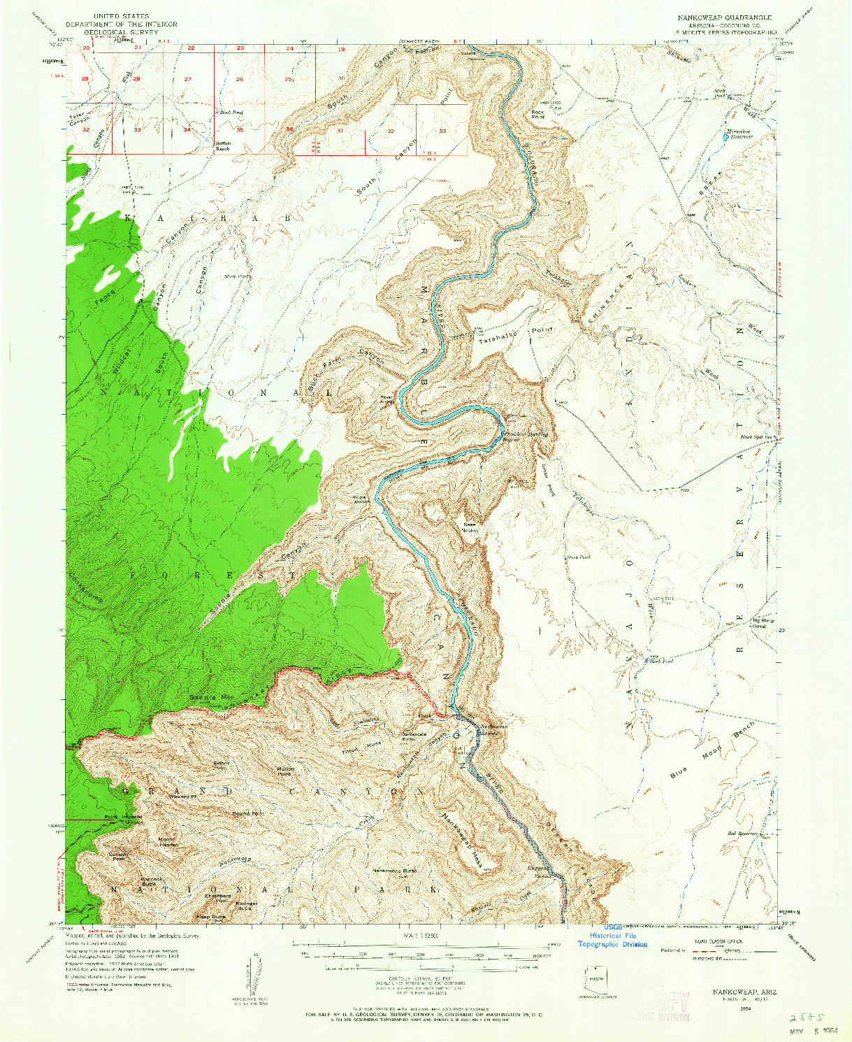 USGS 1:62500-SCALE QUADRANGLE FOR NANKOWEAP, AZ 1954