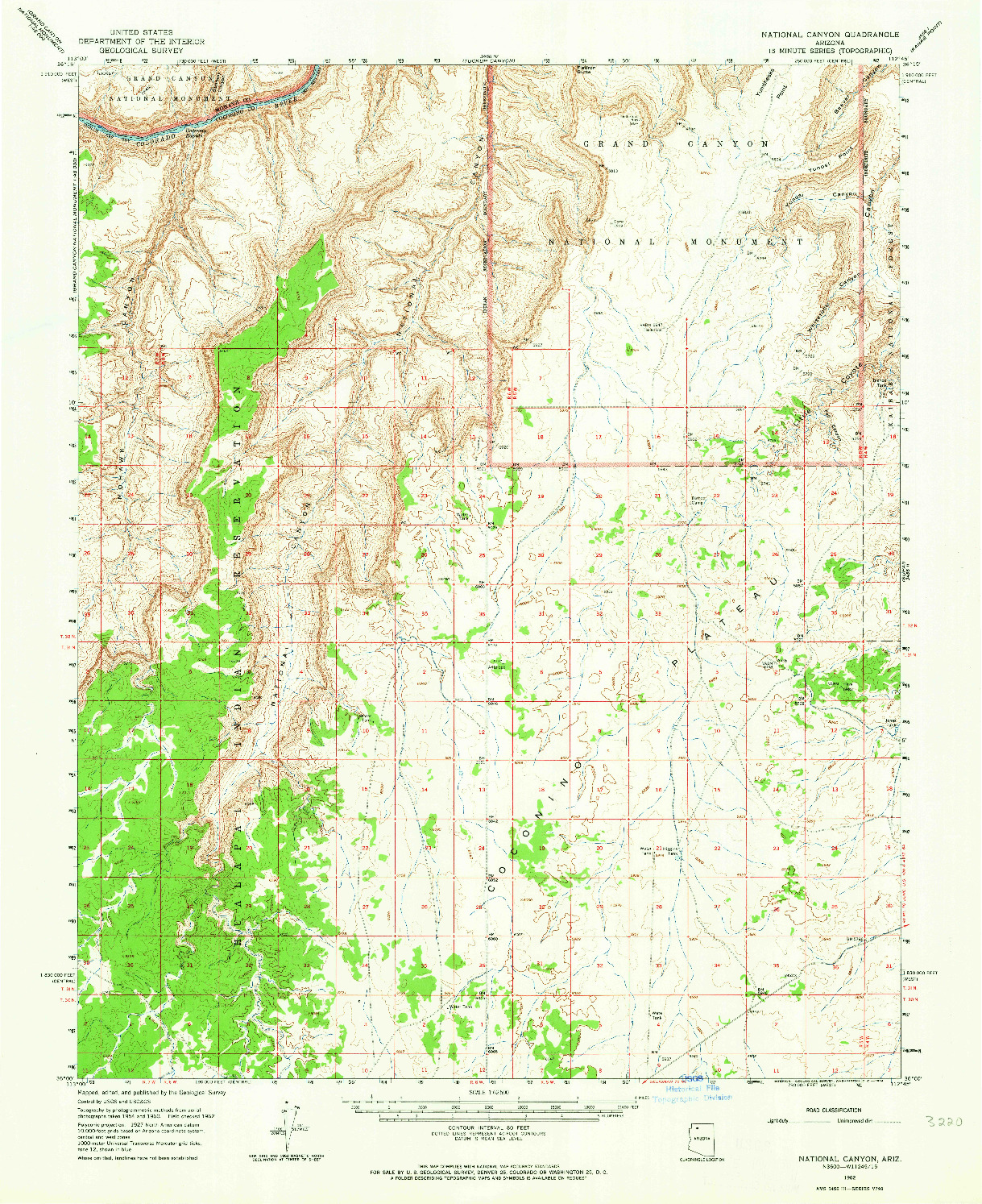 USGS 1:62500-SCALE QUADRANGLE FOR NATIONAL CANYON, AZ 1962