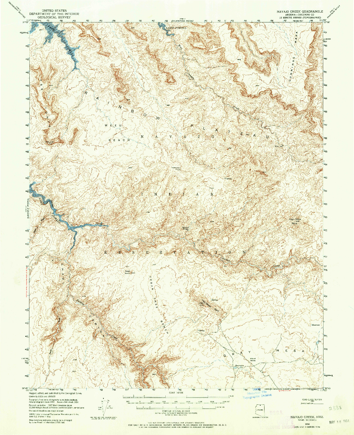 USGS 1:62500-SCALE QUADRANGLE FOR NAVAJO CREEK, AZ 1954