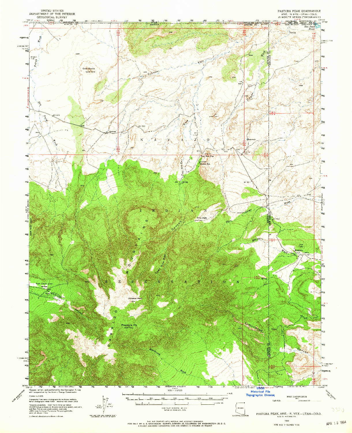 USGS 1:62500-SCALE QUADRANGLE FOR PASTORA PEAK, AZ 1953