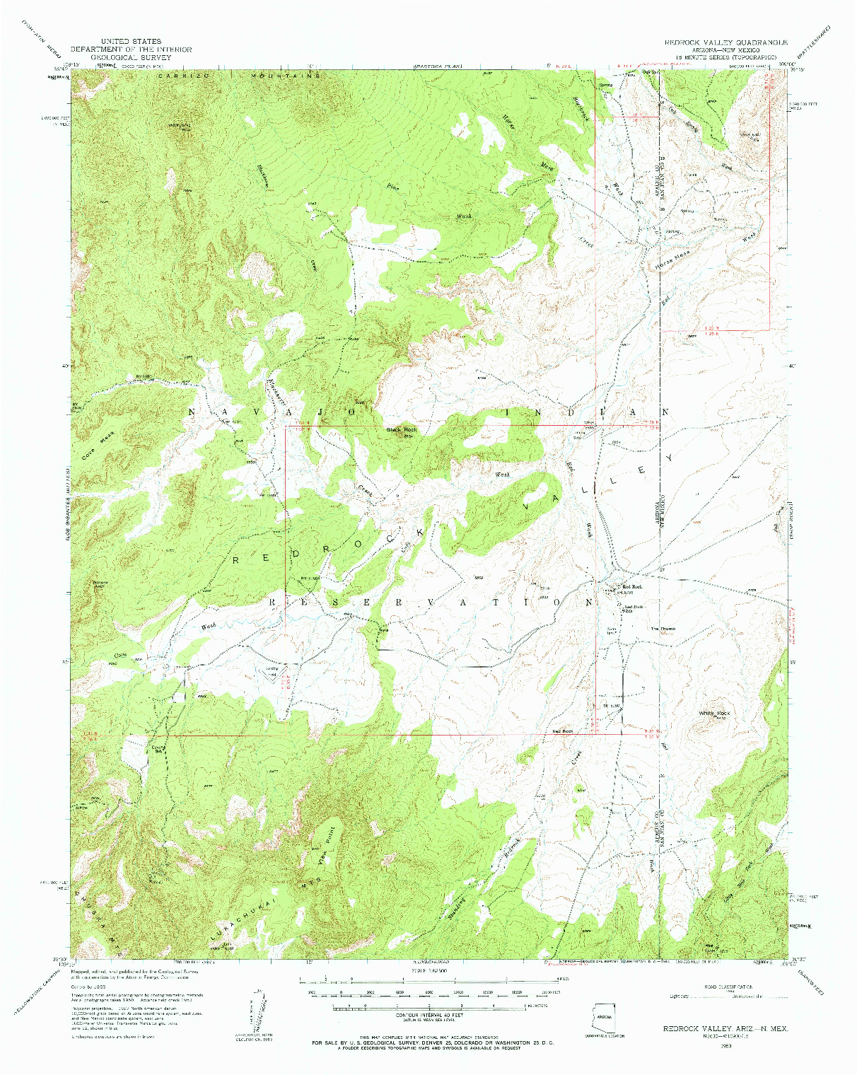USGS 1:62500-SCALE QUADRANGLE FOR REDROCK VALLEY, AZ 1953