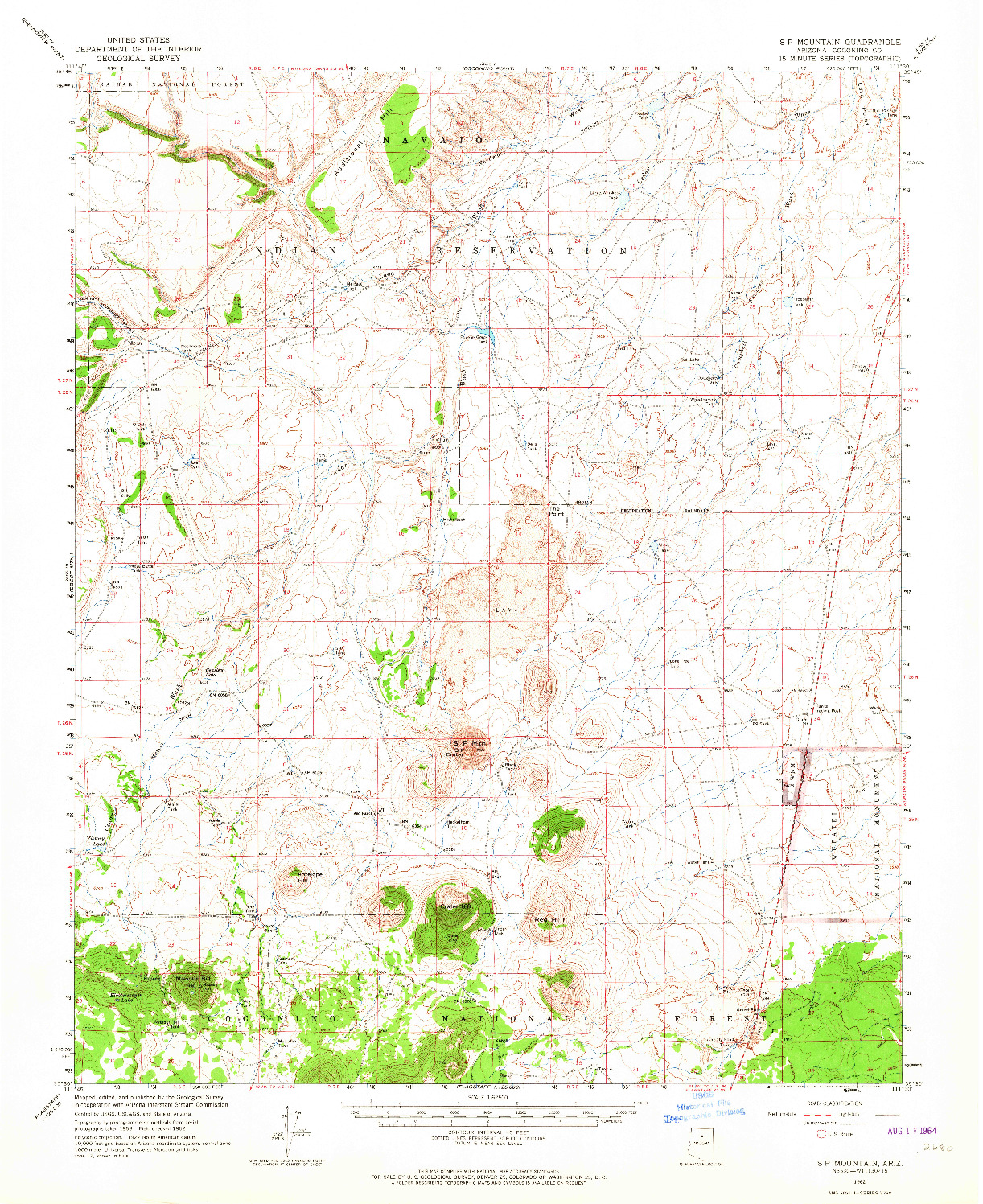 USGS 1:62500-SCALE QUADRANGLE FOR S P MOUNTAIN, AZ 1962