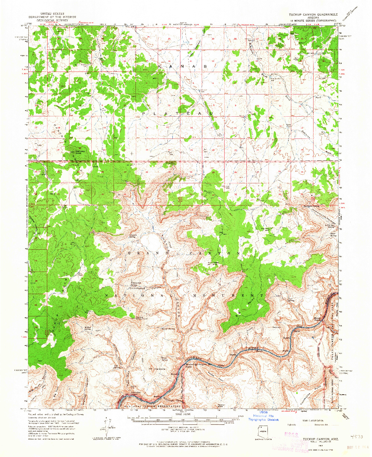 USGS 1:62500-SCALE QUADRANGLE FOR TUCKUP CANYON, AZ 1962