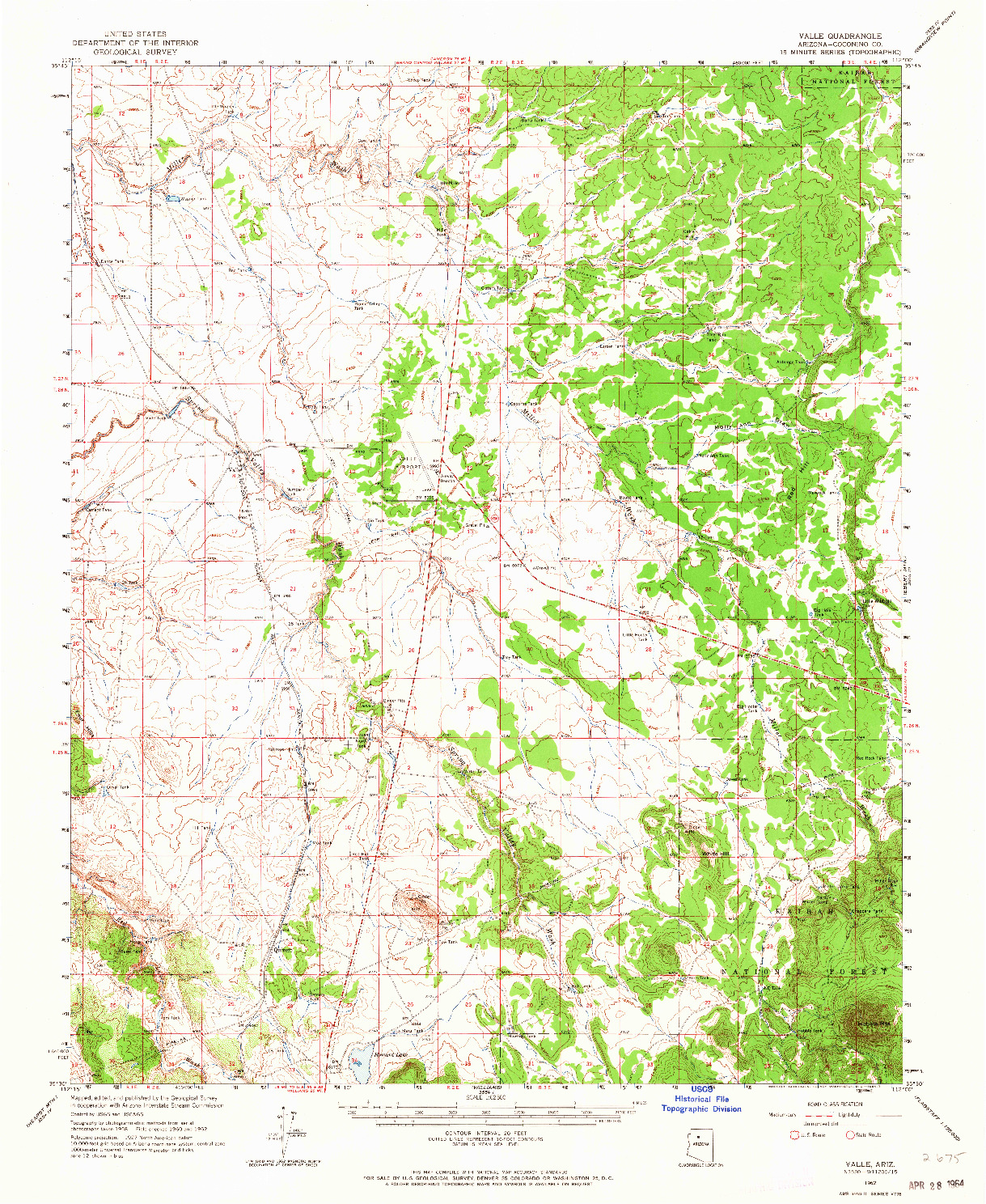 USGS 1:62500-SCALE QUADRANGLE FOR VALLE, AZ 1962
