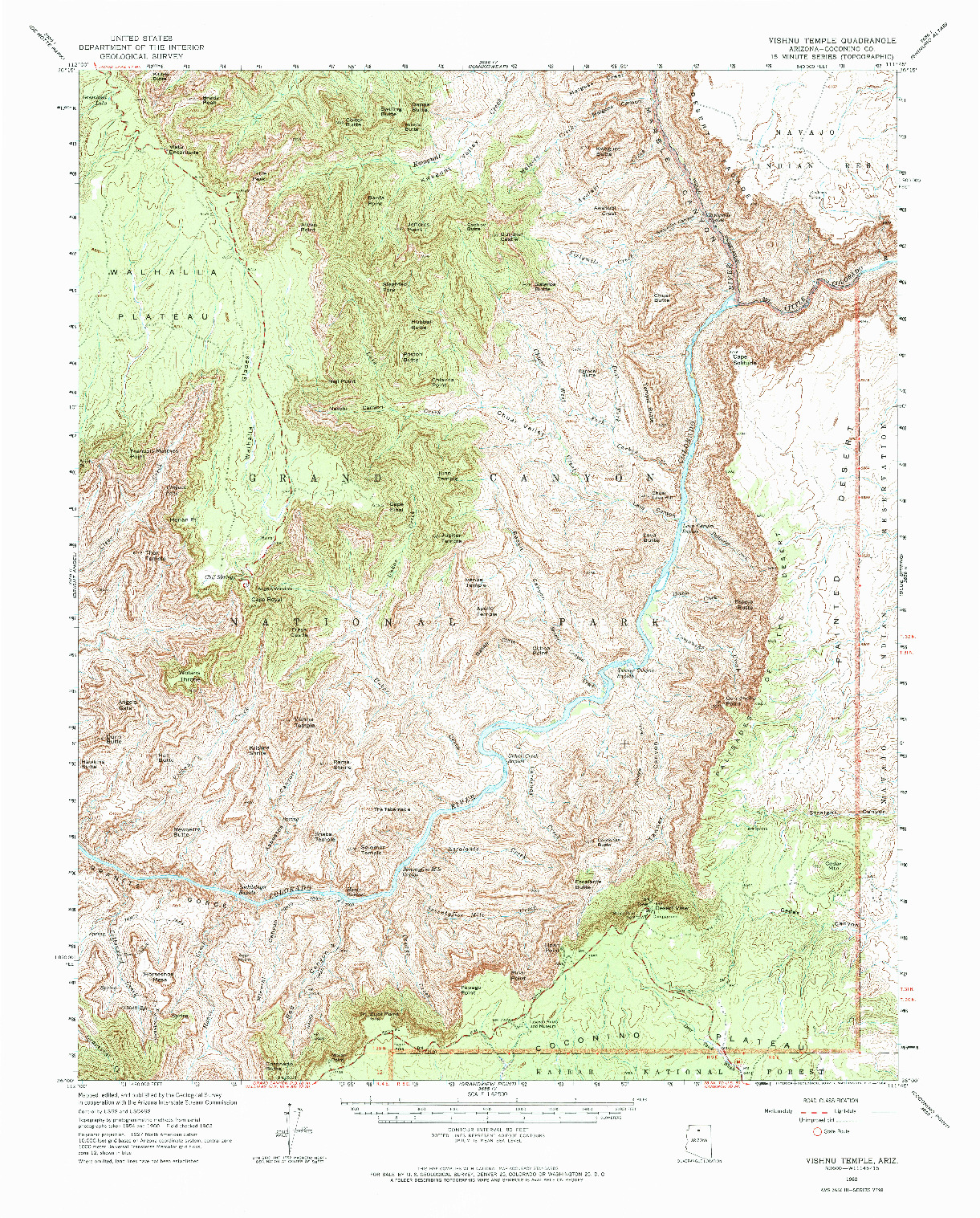 USGS 1:62500-SCALE QUADRANGLE FOR VISHNU TEMPLE, AZ 1962