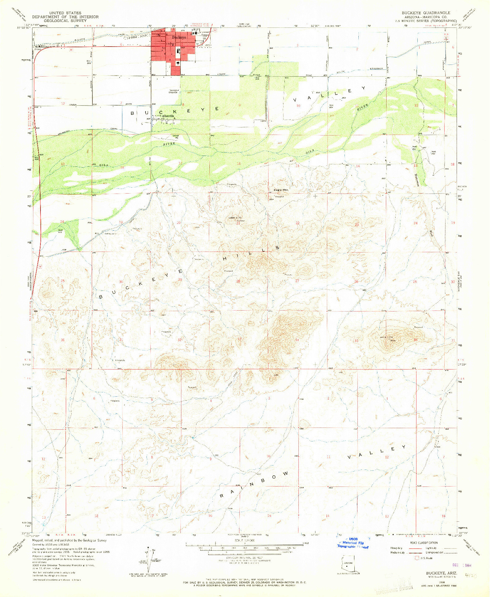 USGS 1:24000-SCALE QUADRANGLE FOR BUCKEYE, AZ 1958