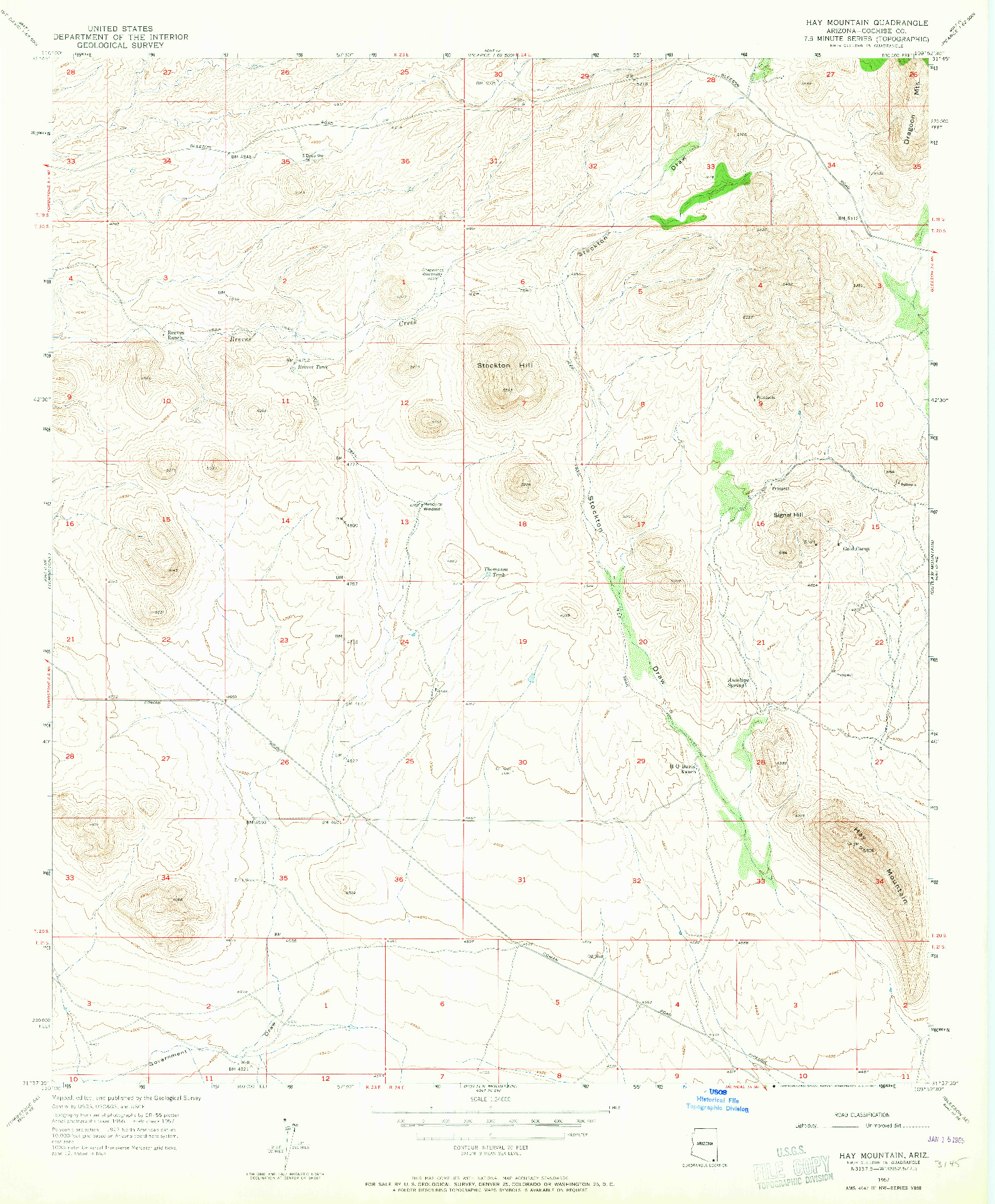 USGS 1:24000-SCALE QUADRANGLE FOR HAY MOUNTAIN, AZ 1957